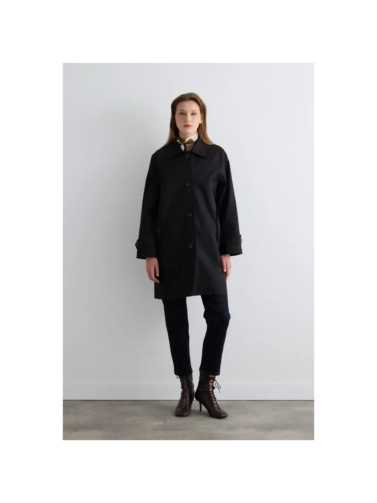 Gusto Su Iticili Rahat Kesim Trençkot - Siyah