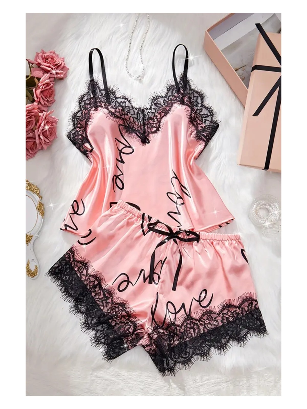 Merry See Love Kalp Baskılı Şortlu Pijama Takımı