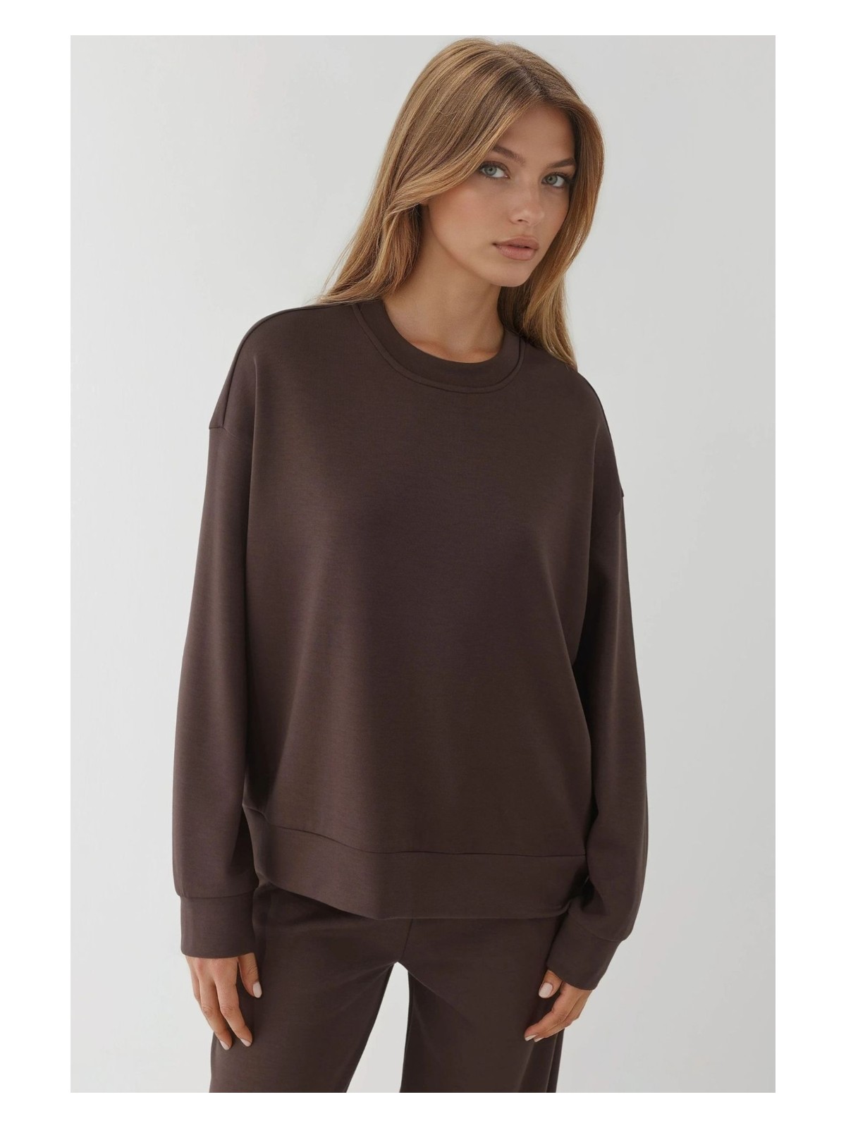 Hiccup Kadın Modal Touch Basic Sweatshirt Kestane Kahvesi