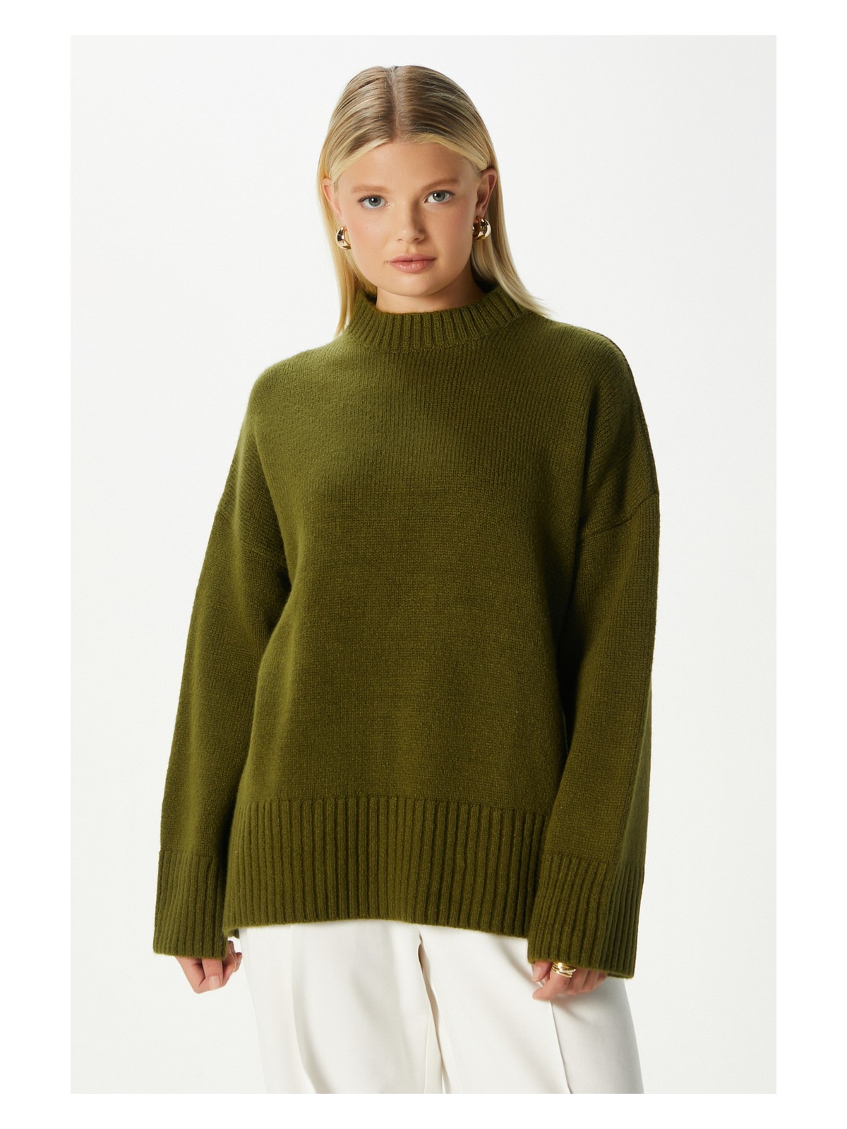 Ritnice Kadın Homy Yumuşacık Bisiklet Yaka Soft Pembe Oversize Triko Kazak - Görsel 3