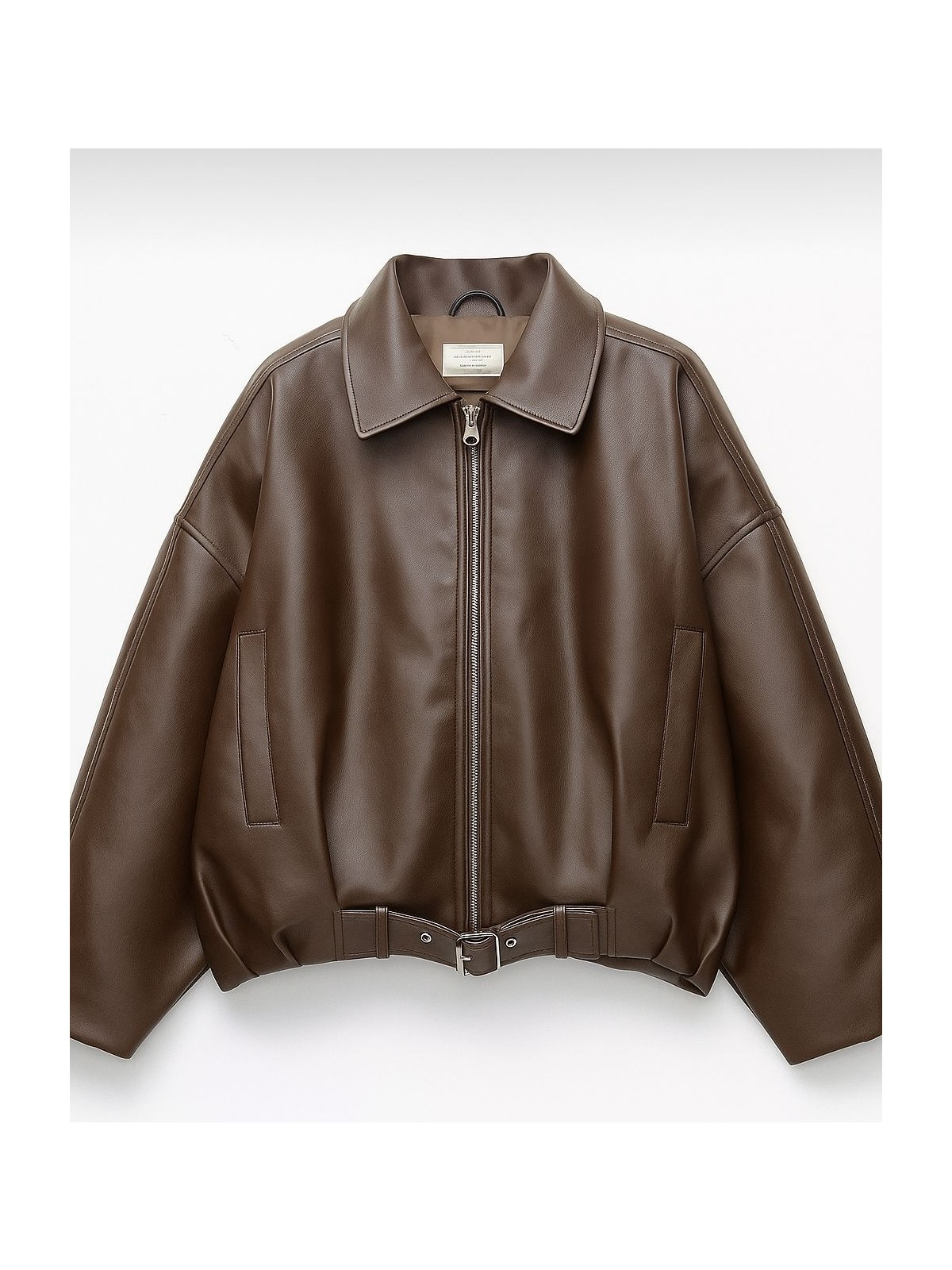 Moda Armanc Kadın Oversize Bomber Suni Deri Ceket | Yeni Sezon Kemerli Biker Ceket - Görsel 4