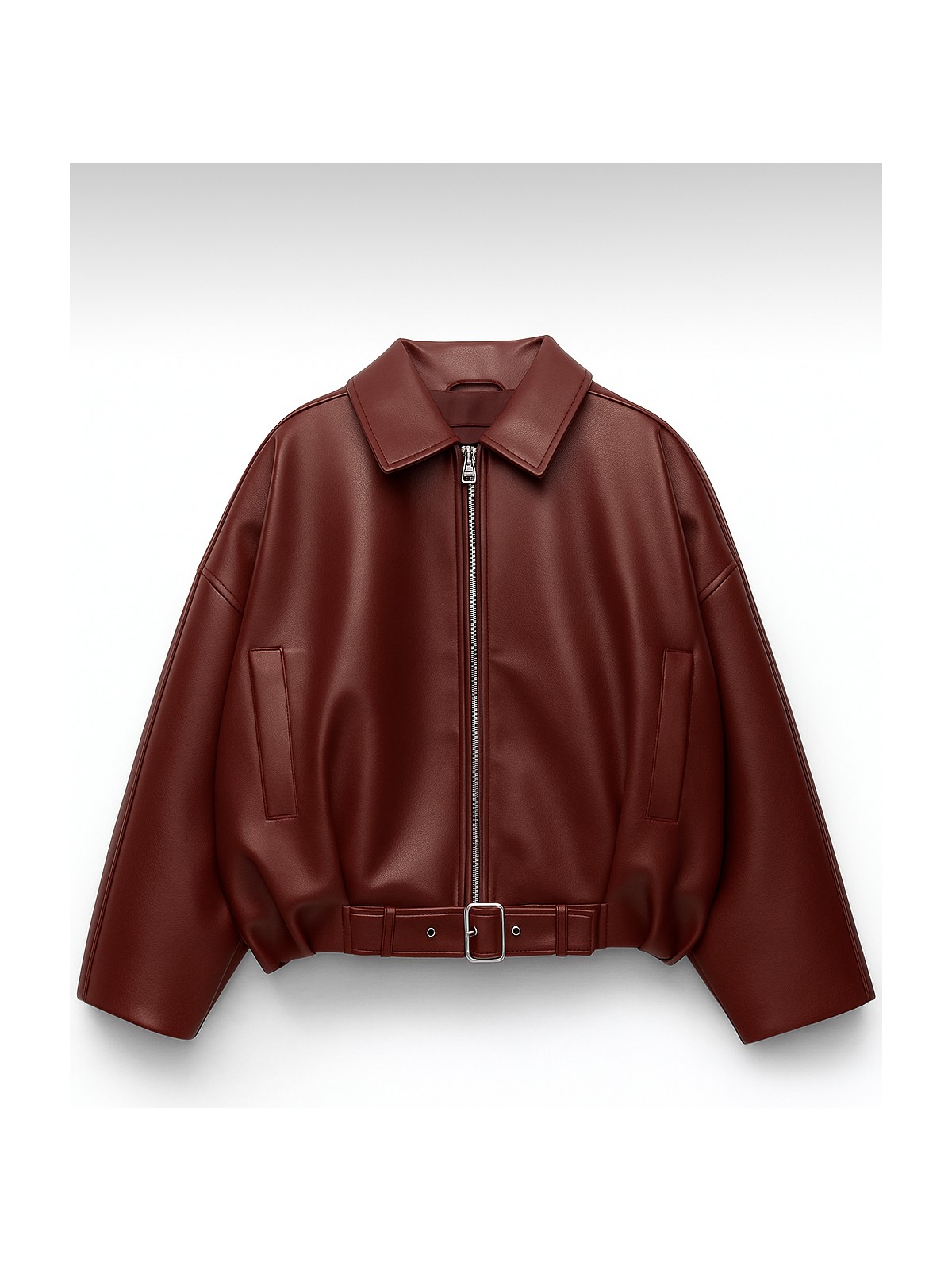 Moda Armanc Kadın Oversize Bomber Suni Deri Ceket | Yeni Sezon Kemerli Biker Ceket - Görsel 3