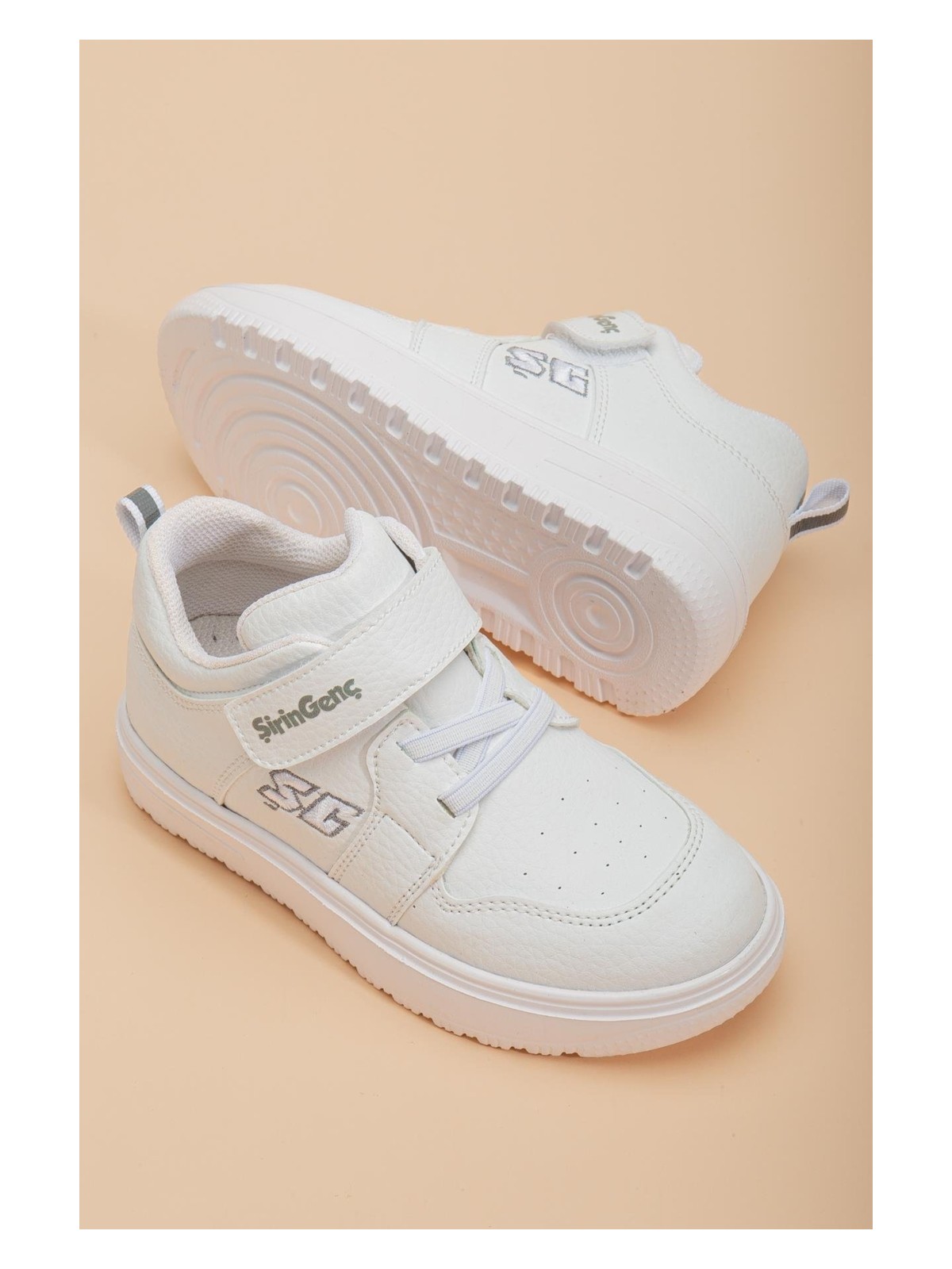 Dilimler Ayakkabı Şirinbebe Şiringenç Erkek Çocuk Spor Ayakkabı Ortopedik Beyaz Cırtlı
