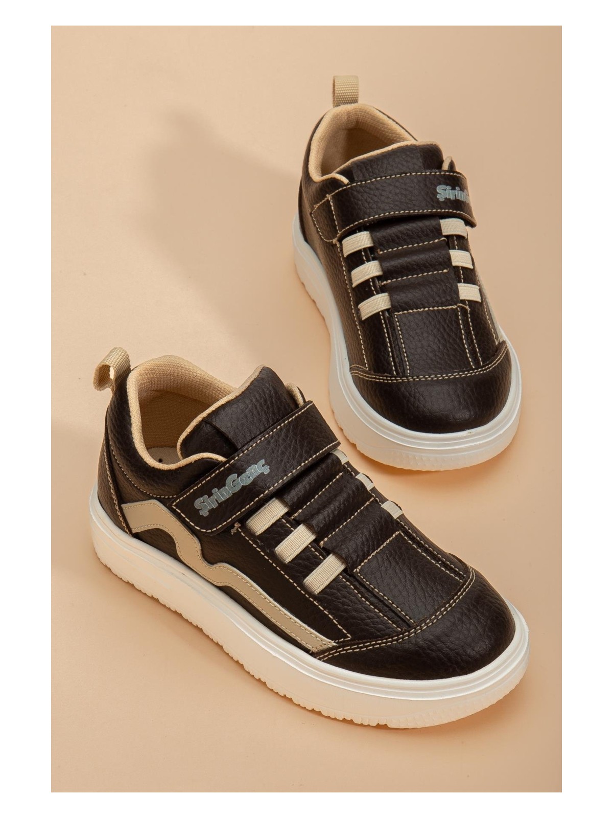 Dilimler Ayakkabı Şirinbebe Şiringenç Erkek Çocuk Spor Ayakkabı Ortopedik Bej Cırtlı Elastik Bağcıklı - Görsel 4