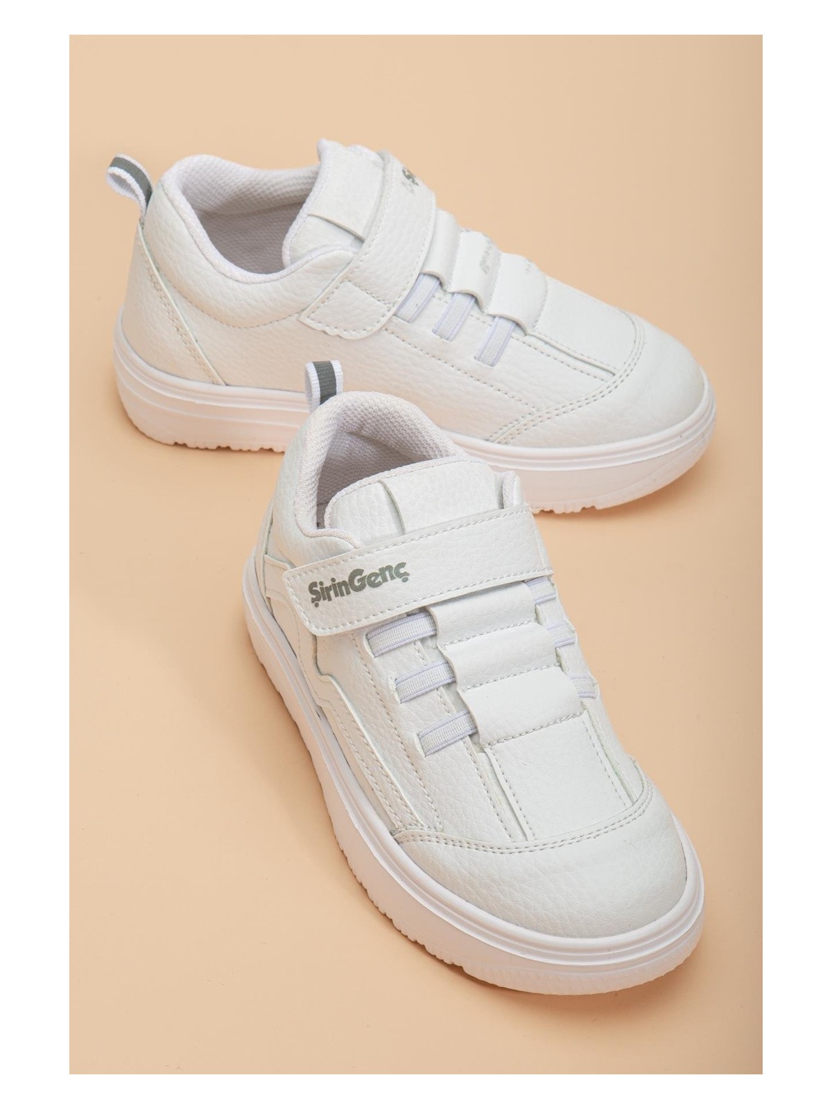 Dilimler Ayakkabı Şirinbebe Şiringenç Erkek Çocuk Spor Ayakkabı Ortopedik Beyaz Cırtlı Elastik Bağcıklı
