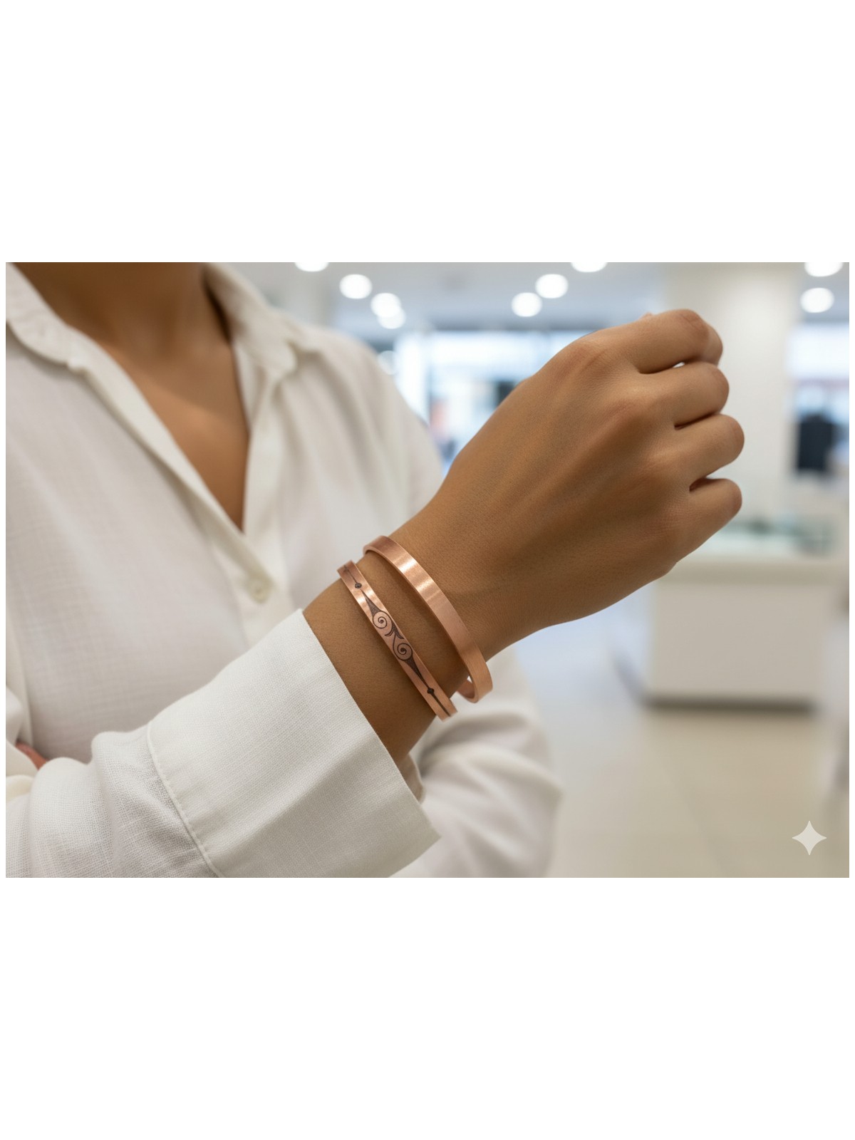 Neefy 2 Adet 1 Adet Sade ve Şık 1 Adet Motifli Saf Bakır Bileklik Tamamen Doğal - Görsel 4