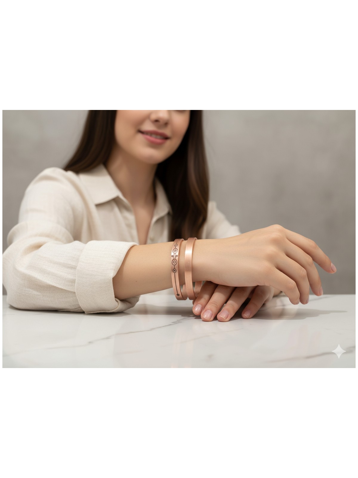 Neefy 2 Adet 1 Adet Sade ve Şık 1 Adet Motifli Saf Bakır Bileklik Tamamen Doğal - Görsel 5