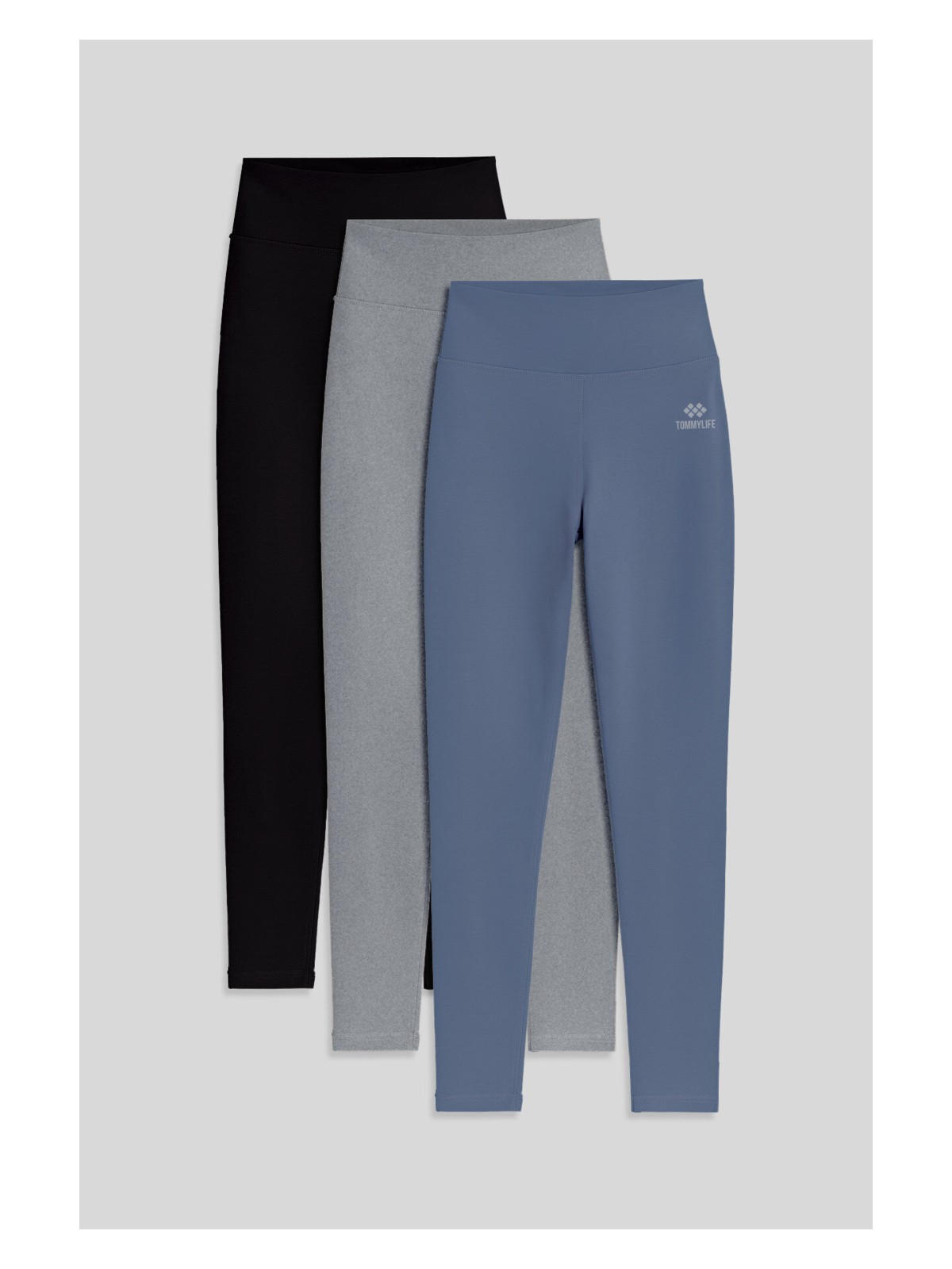 Tommy Life Slim Fit 3lü Paket Koyu Bej-Kahverengi-Siyah Kadın Tayt - 94011 - Görsel 7