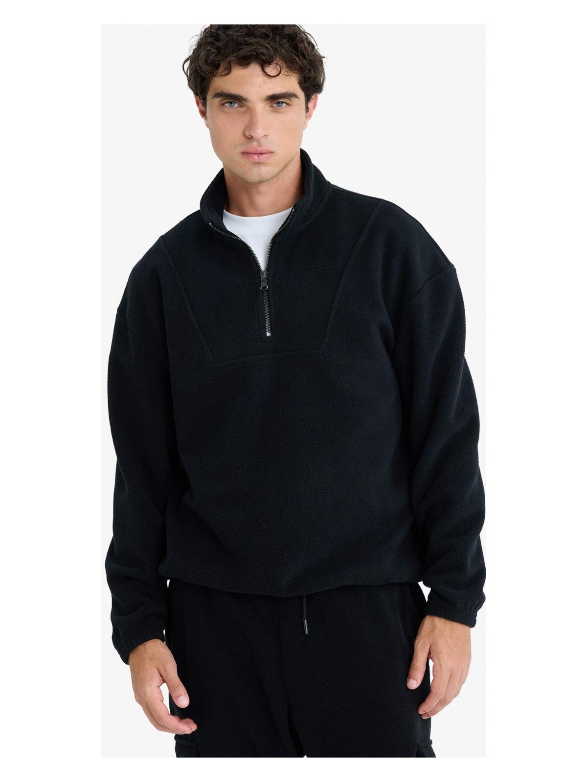 DeFacto Yarım Fermuarlı Polar Sweatshirt E8632AX25WN - Görsel 4