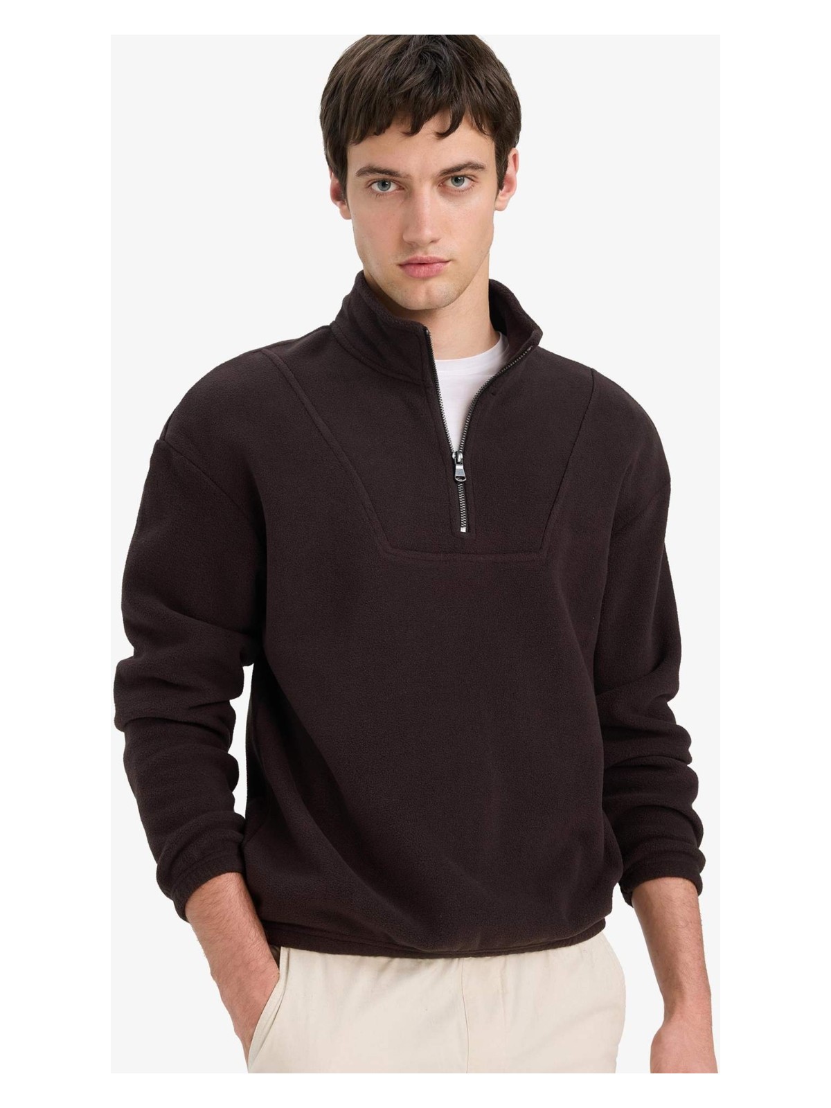 DeFacto Yarım Fermuarlı Polar Sweatshirt E8632AX25WN - Görsel 5