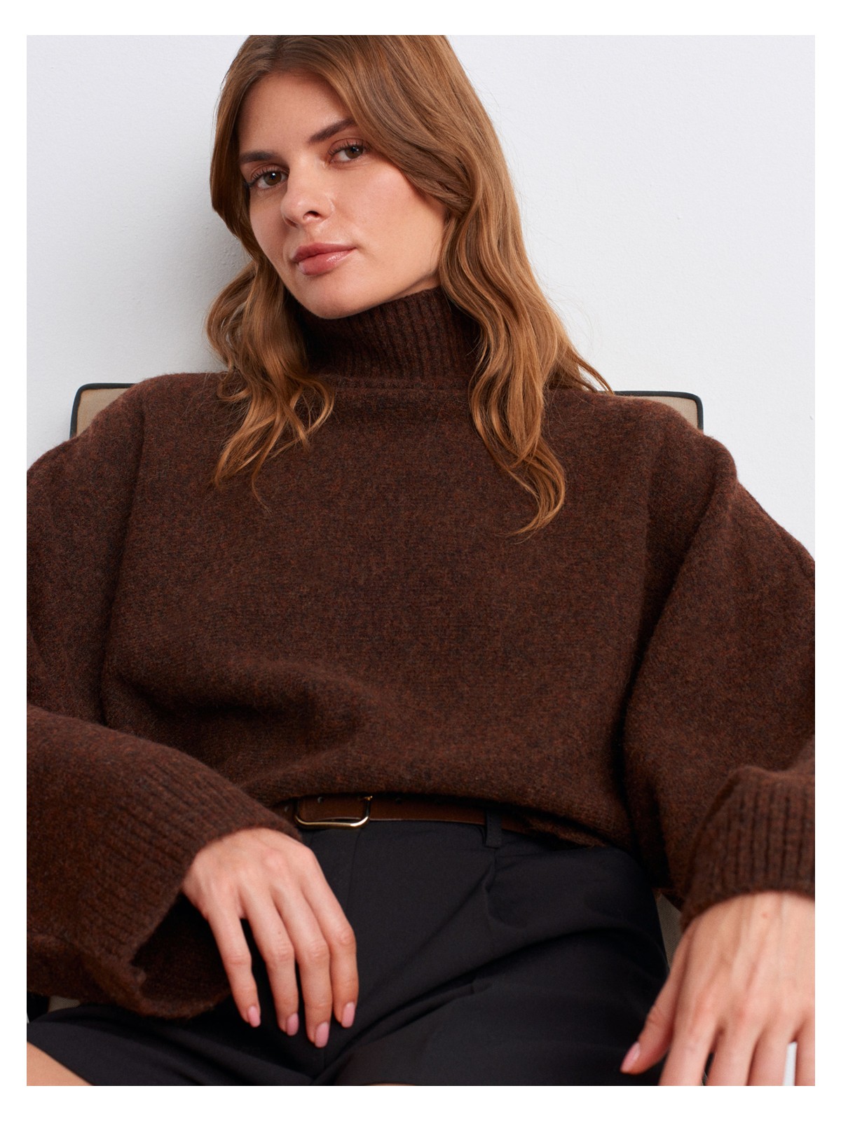 Dilvin 10817 Yün Karışımlı Yarasa Kol Kazak-Pembe - Görsel 4