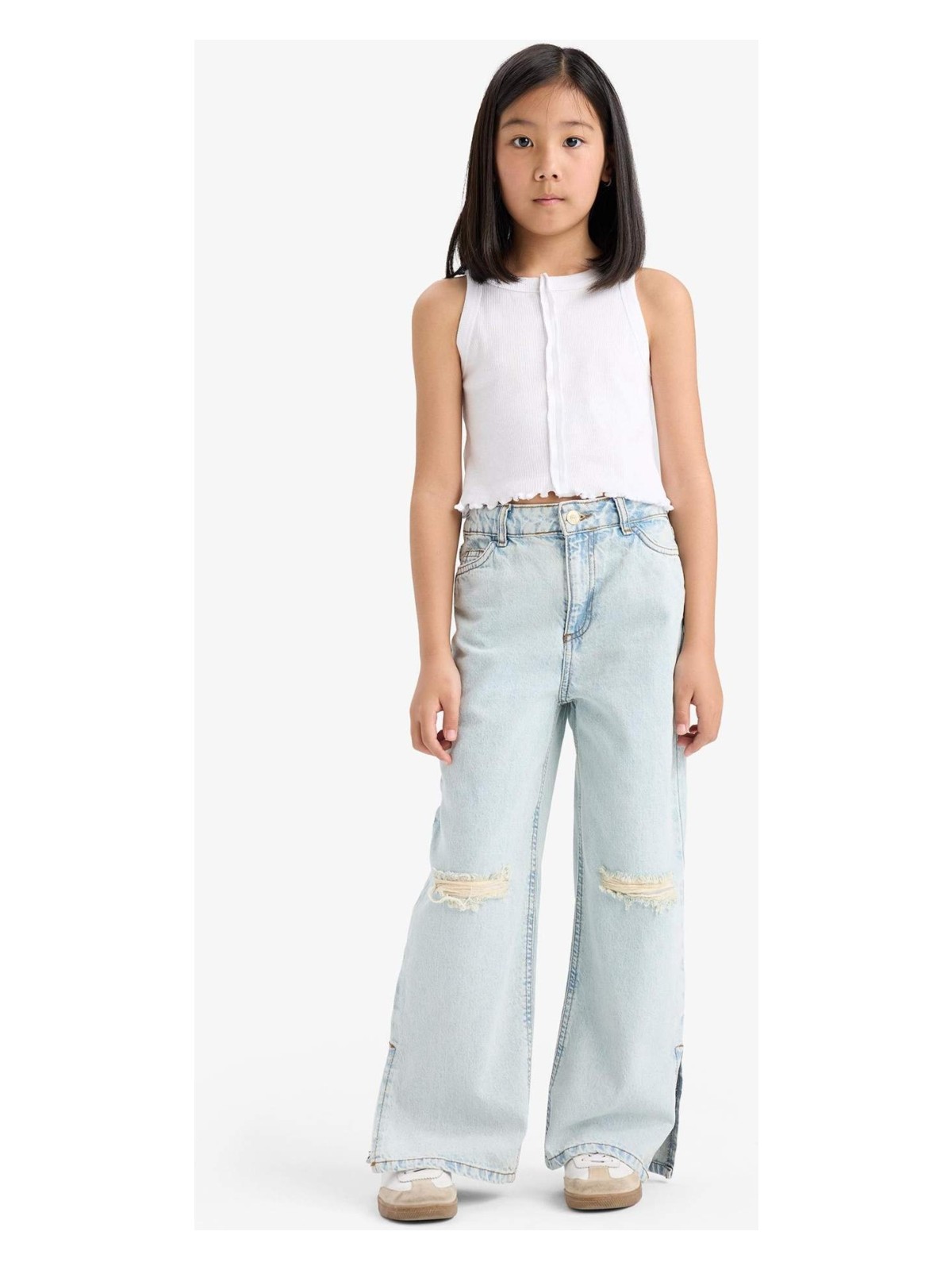 DeFacto Wide Leg Yırtık Detaylı Geniş Paça Jean Pantolon Kız Çocuk Z4708A625SP