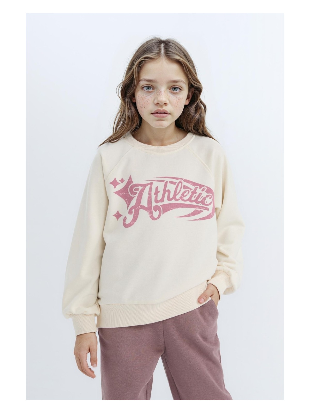 DeFacto Relax Fit Bisiklet Yaka Baskılı Sweatshirt Kız Çocuk D6988A824WN