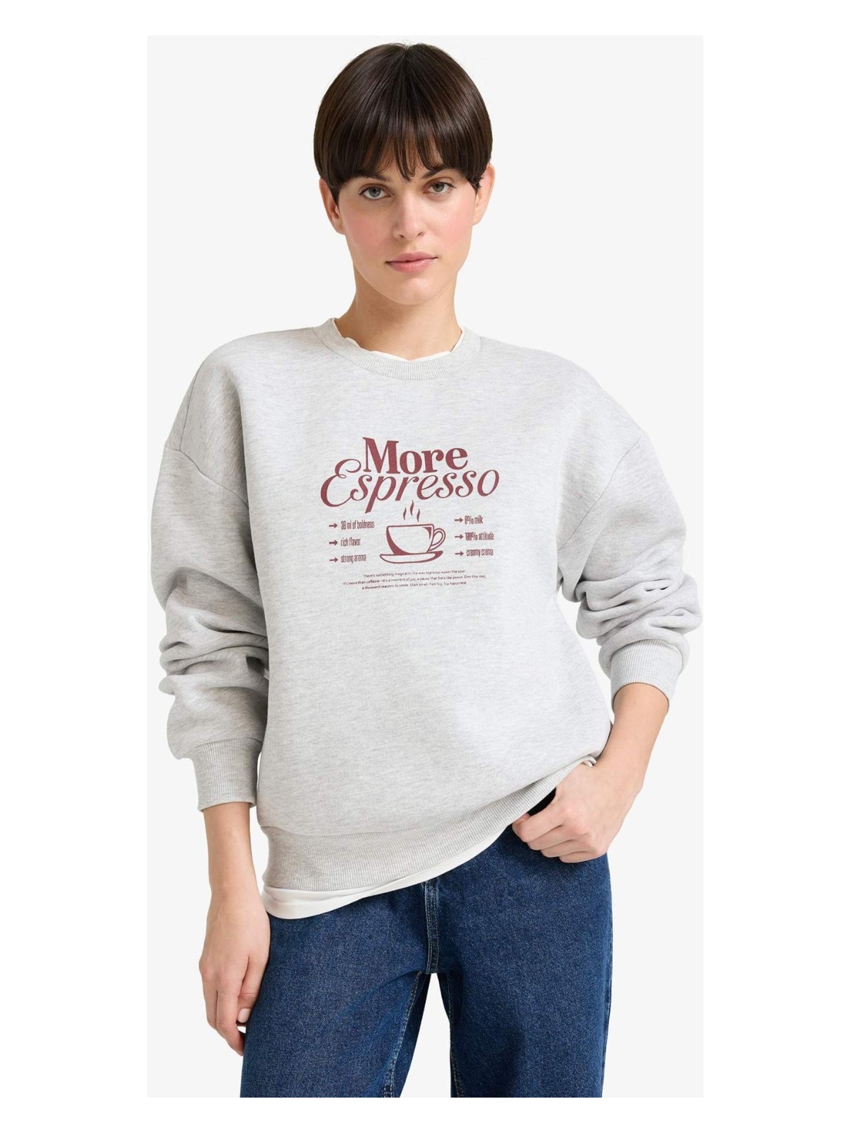 DeFacto Relax Fit Bisiklet Yaka Baskılı Kalın Sweatshirt G2152AX25WN