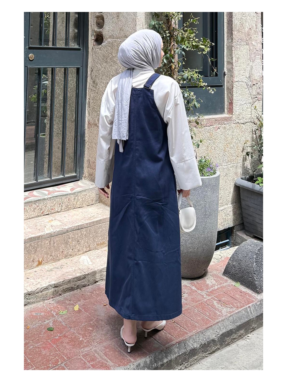 Lamelif Ön Cep Detaylı Etekli Salopet Siyah - Görsel 3