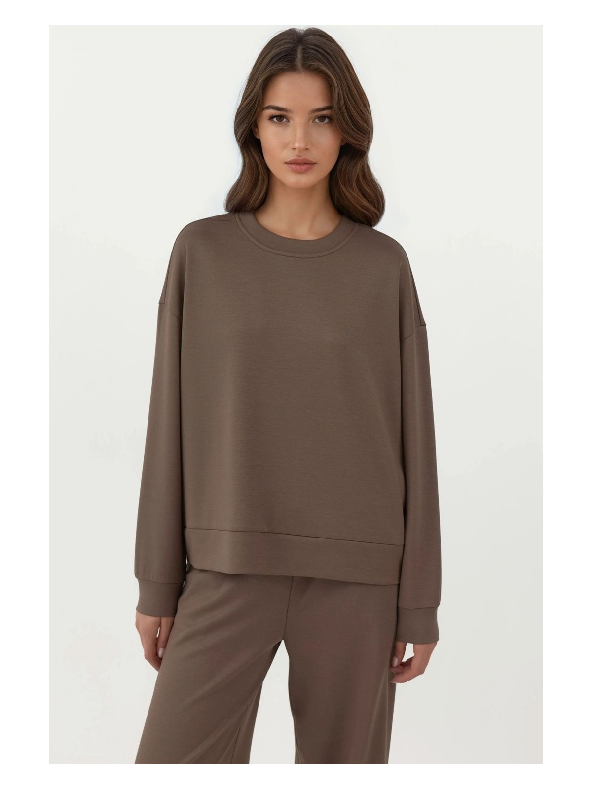 Hiccup Kadın Modal Touch Basic Sweatshirt Kestane Kahvesi - Görsel 9