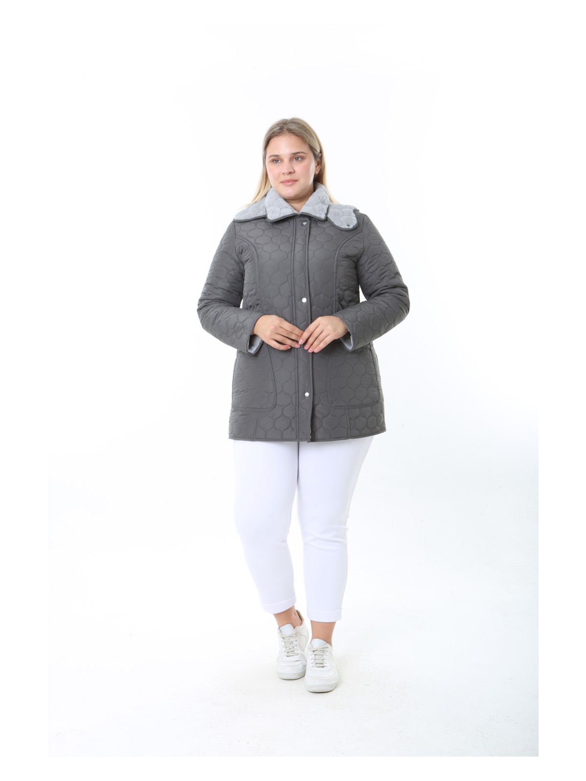 TUTveAL Collection İTHAL, YUMUŞAK KÜRKLÜ, SU İTİCİ MONT,BÜYÜK BEDEN, TAVŞAN TÜYLÜ KABAN,KAPİTONE MONT, PREMİUM SERİ - Görsel 5