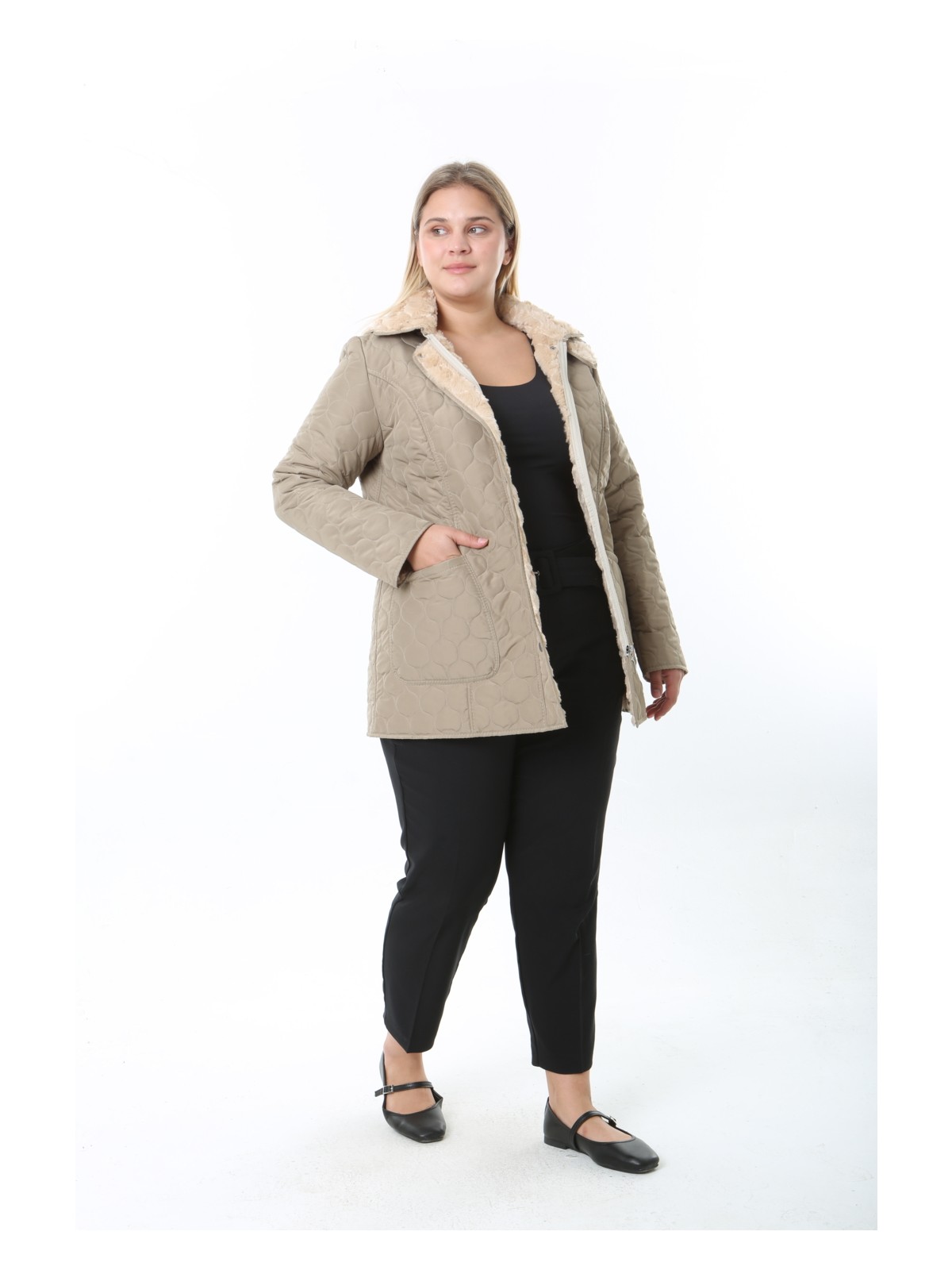 TUTveAL Collection Ithal, Yumuşak Kürklü, Su Itici Mont,büyük Beden, Tavşan Tüylü Kaban,kapitone Mont, Premium Seri - Görsel 6