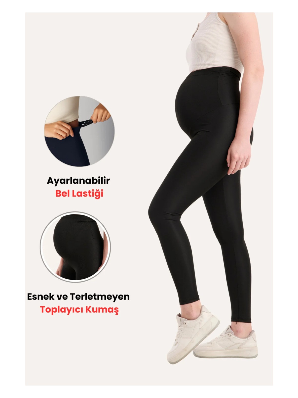 Banega Ayarlanabilir Yüksek Bel Siyah Toparlayıcı Hamile Taytı