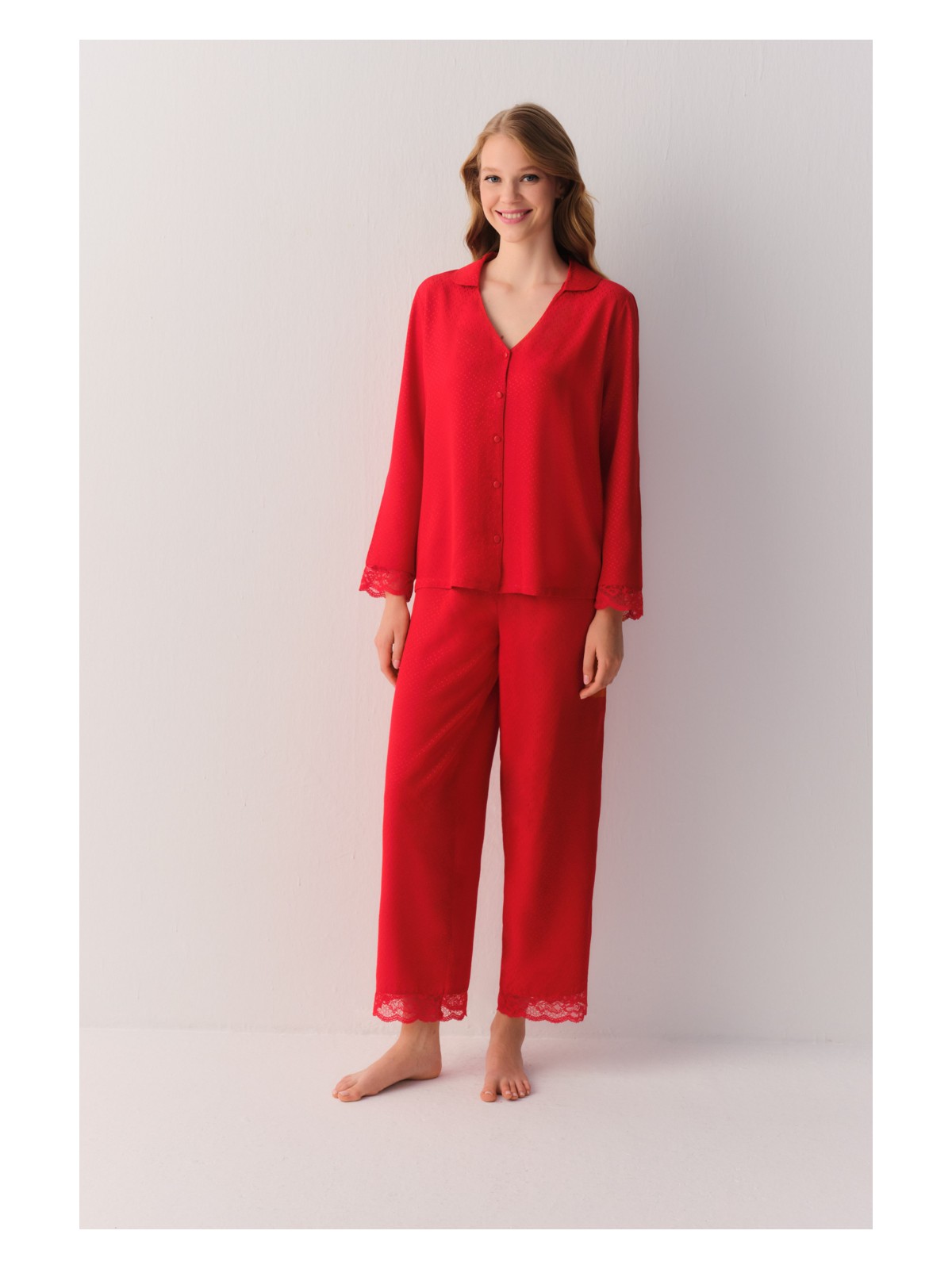 Suwen Amour Gömlek Yaka Pijama Takımı