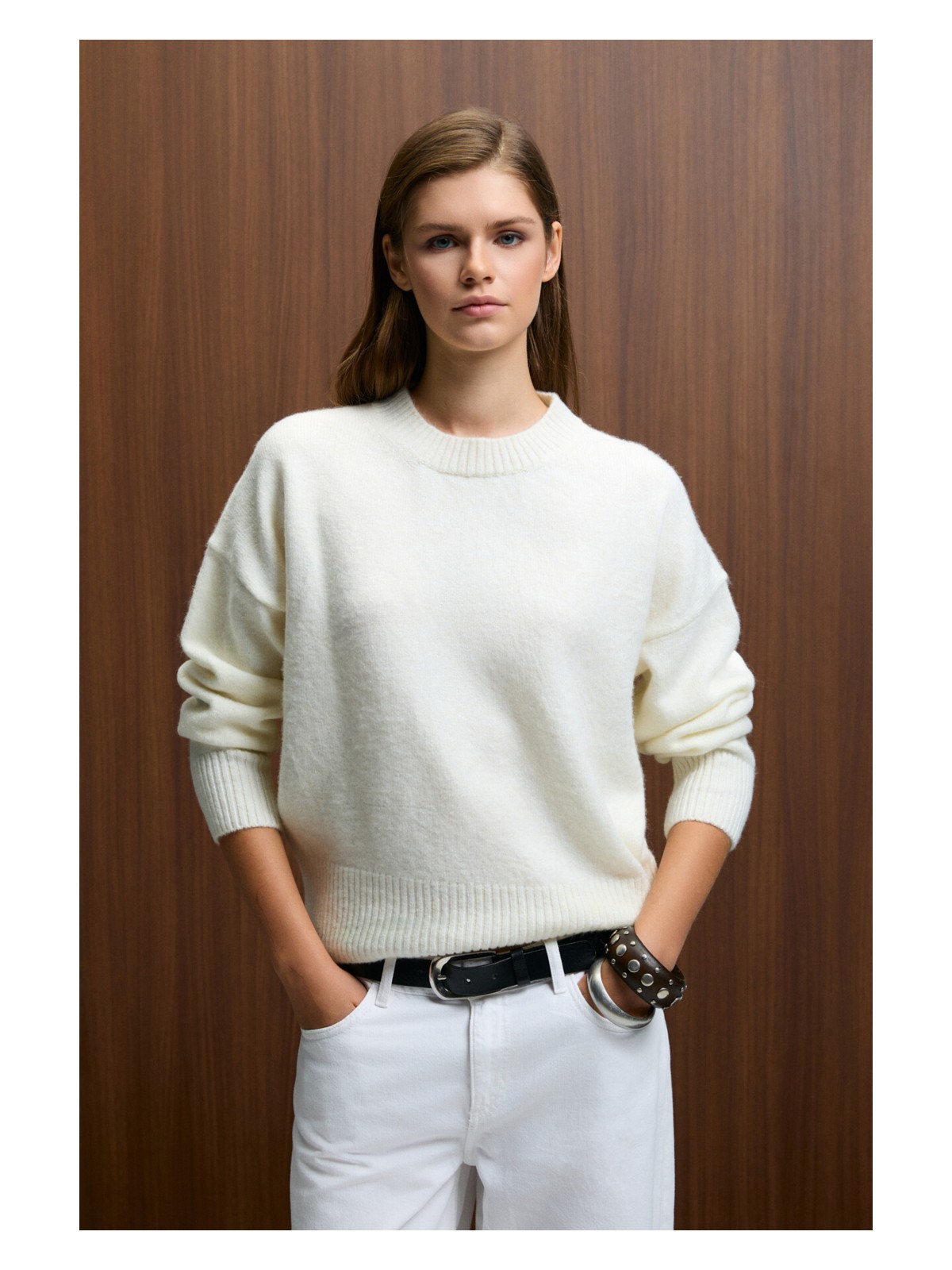 Grimelange Nanna Kadın Oversize Fit Bol Kalıp Yuvarlak Yaka Recycle Triko Grimelanj Kazak - Görsel 5