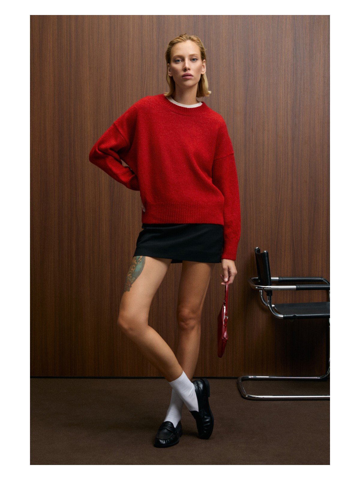 Grimelange Nanna Kadın Oversize Fit Bol Kalıp Yuvarlak Yaka Recycle Triko Grimelanj Kazak - Görsel 6