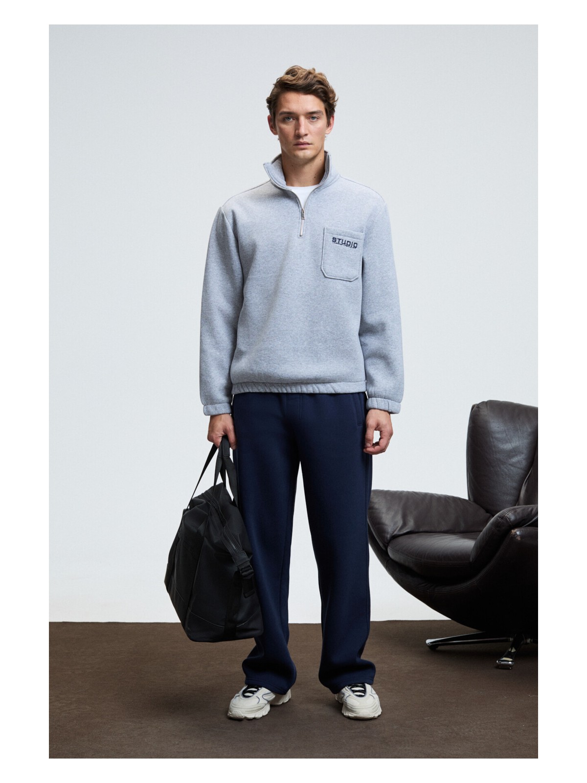 Grimelange BENSON Erkek Kordonlu Lastikli Bel Relaxed Fit Siyah Eşofman Altı - Görsel 5