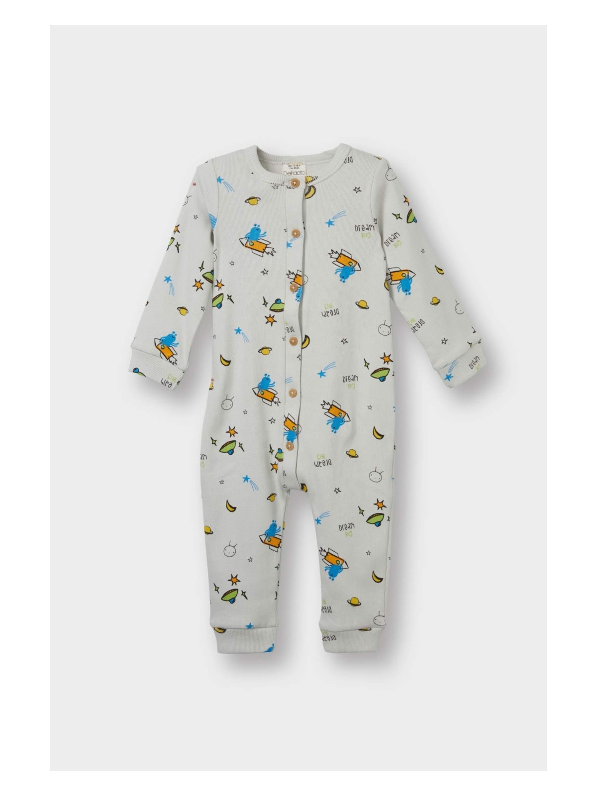 DeFacto Desenli Fitilli Kaşkorse Uzun Kollu Tulum Erkek Bebek Yenidoğan F4658A525AU