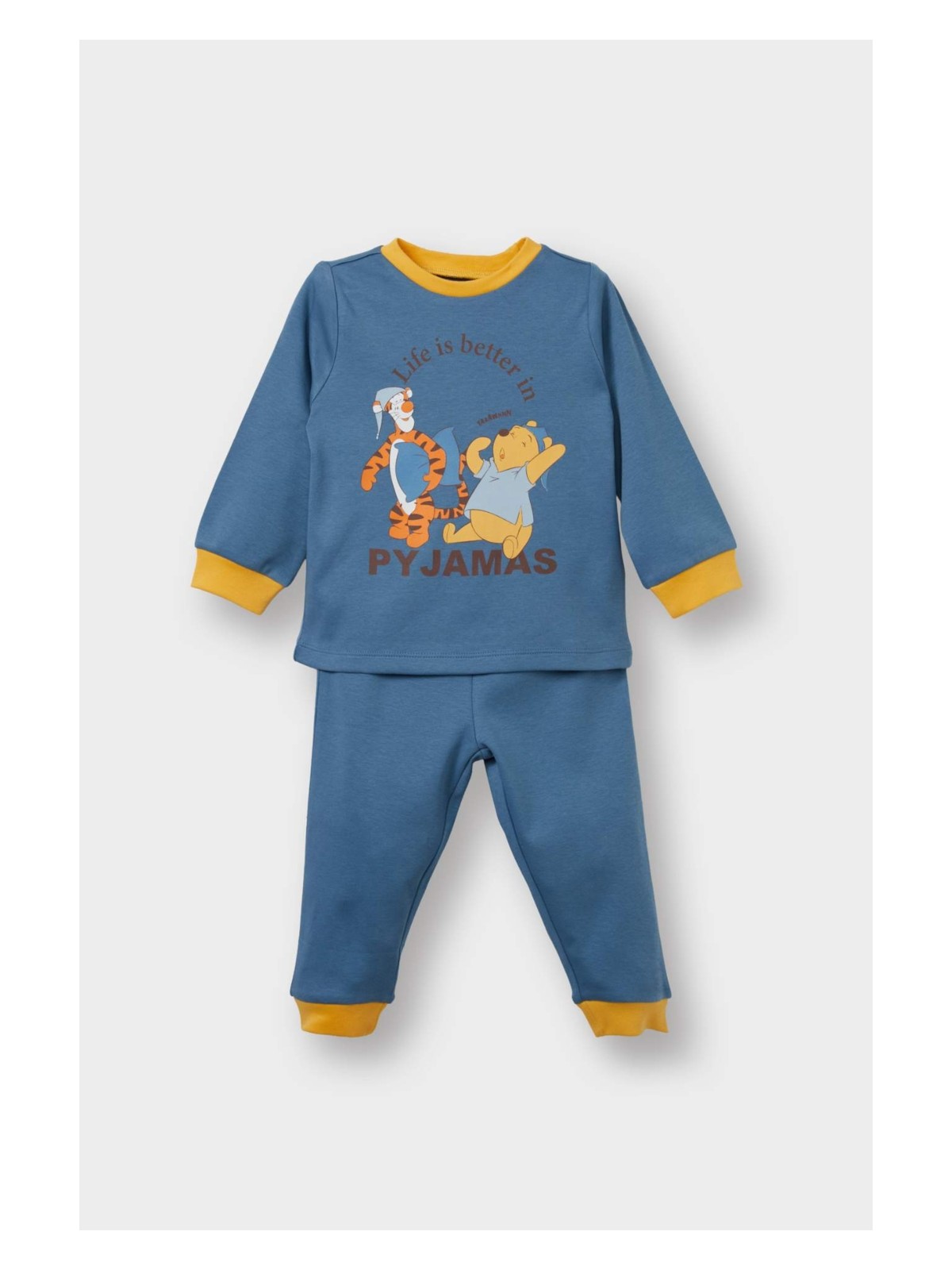 DeFacto %100 Pamuklu Disney Winnie Beli Lastikli Pijama Takımı Erkek Bebek F4582A525WN
