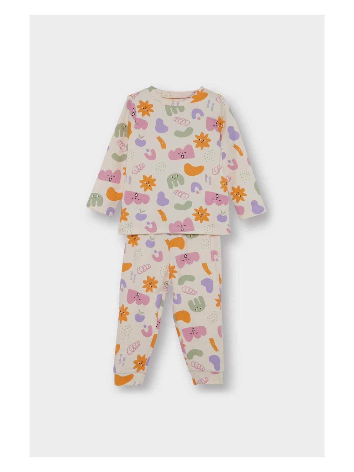 DeFacto %100 Pamuklu Desenli Beli Lastikli Pijama Takımı Kız Bebek F0635A525AU