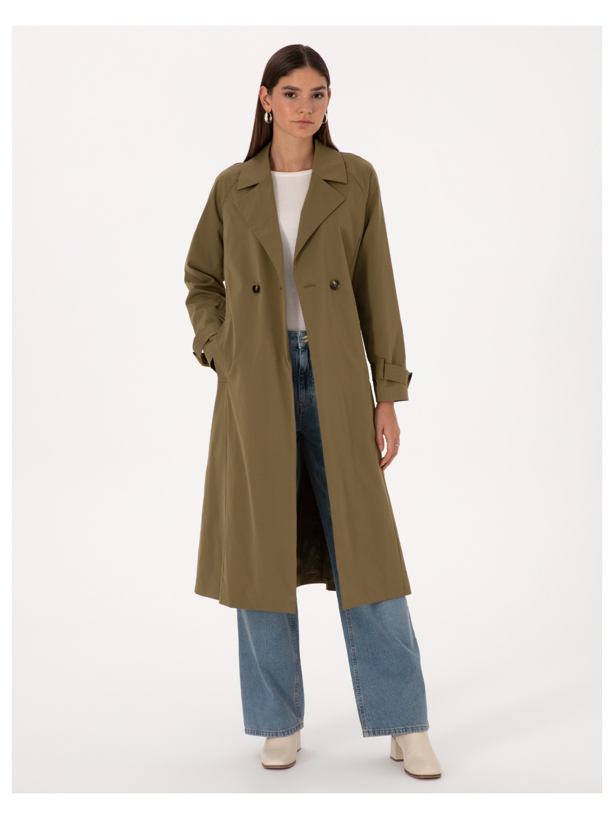 Pierre Cardin Kadın Siyah Kemerli Trençkot 50314043-VR046 - Görsel 4