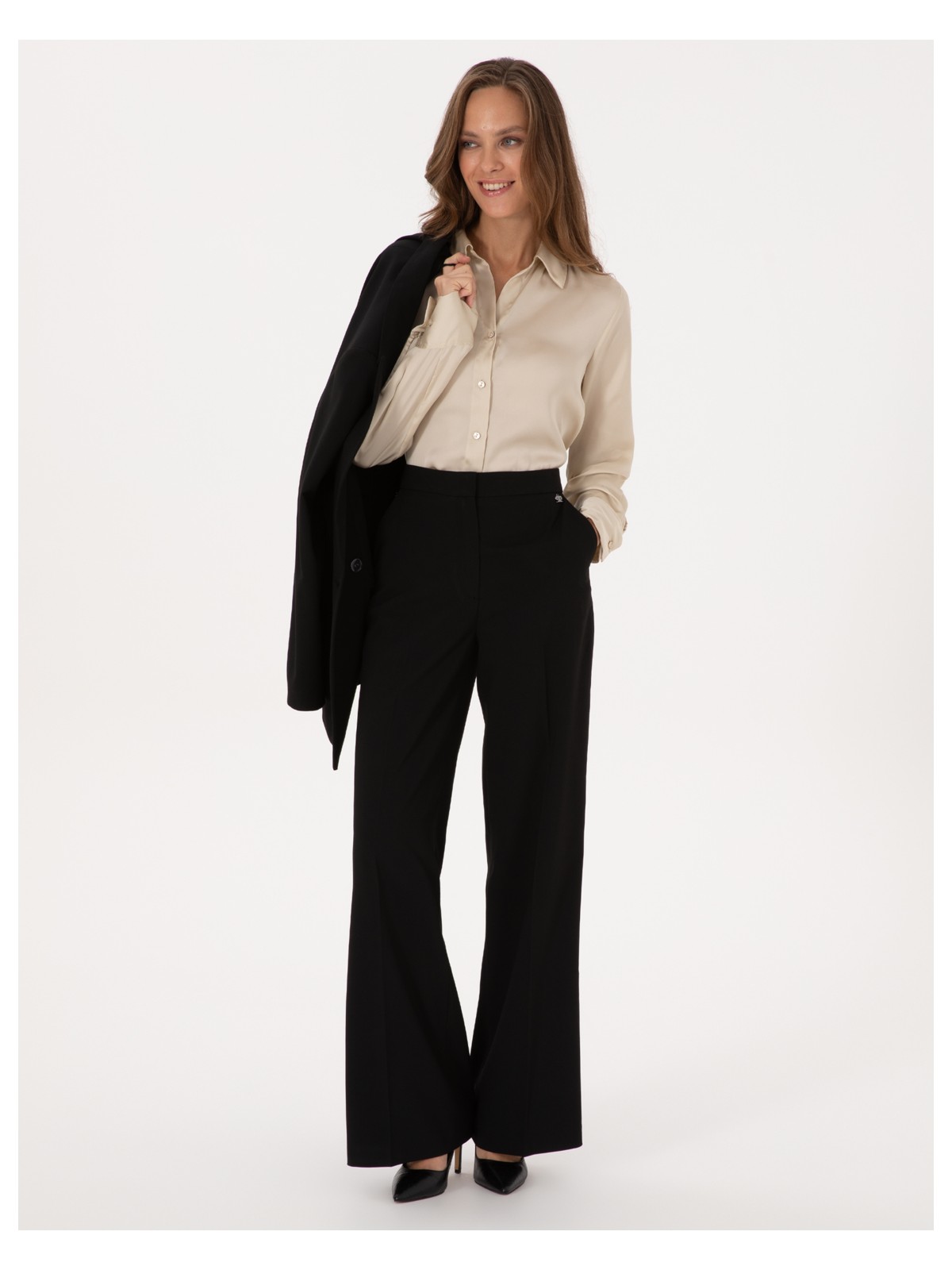 Pierre Cardin Kadın Siyah Palazzo Kumaş Pantolon 50319006-VR046