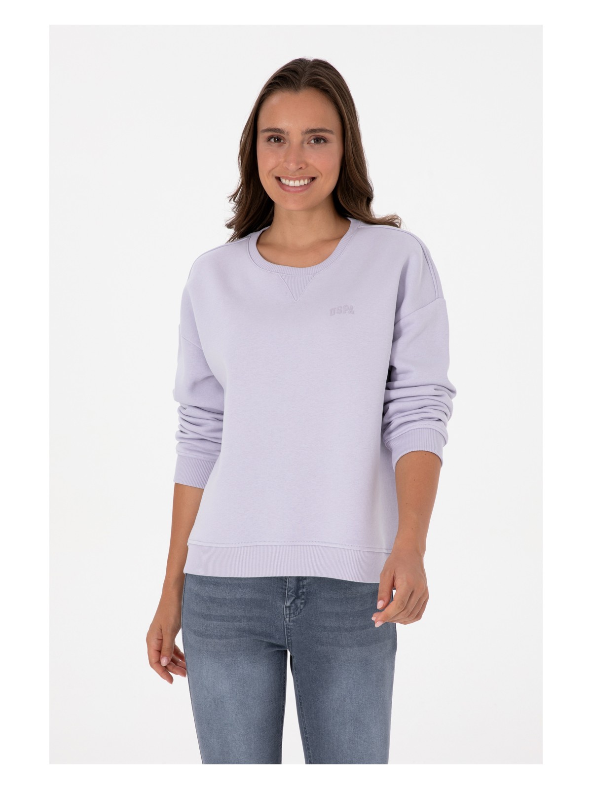 U.S. Polo Assn. Kadın Fıstık Yeşili Şardonlu Bisiklet Yaka Basic Sweatshırt 50313586-VR087 - Görsel 3