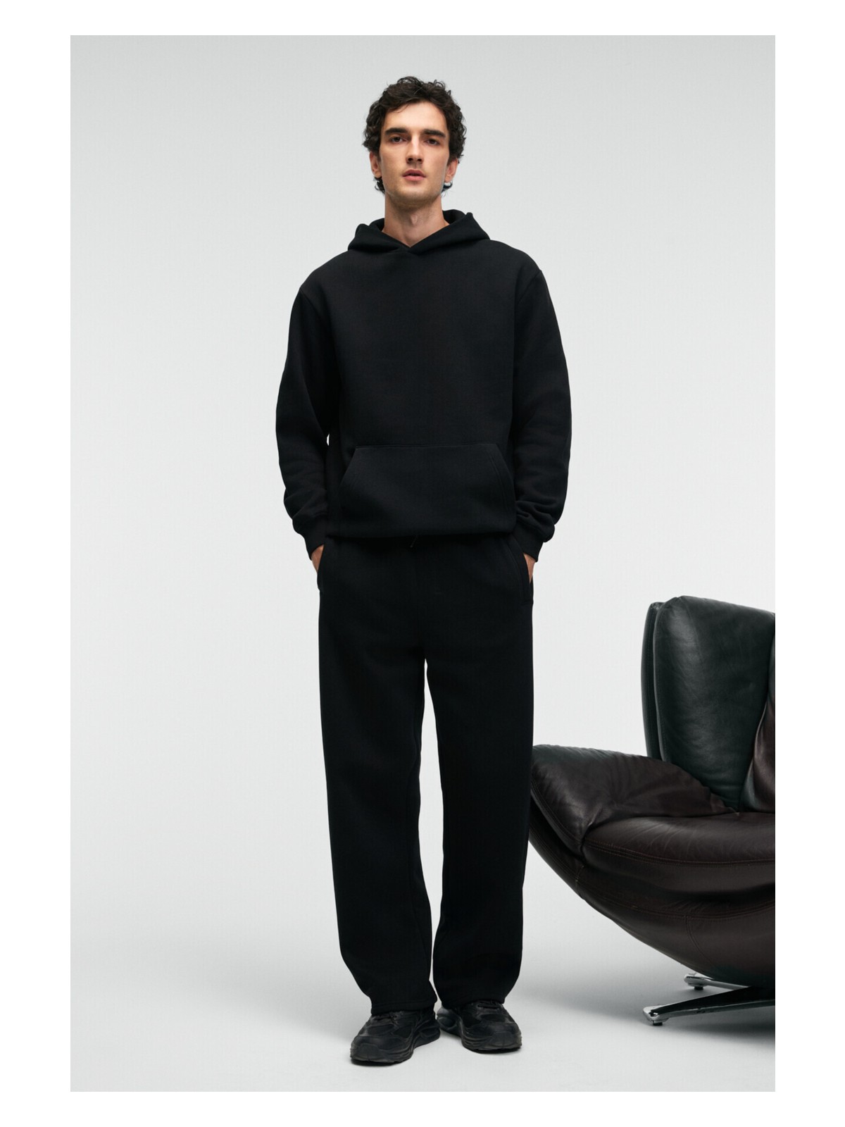 Grimelange BENSON Erkek Kordonlu Lastikli Bel Relaxed Fit Siyah Eşofman Altı