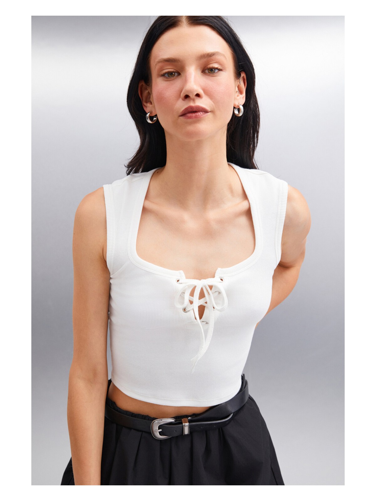 Grimelange PAOLINA Kadın Crop Ekru Bluz - Görsel 5