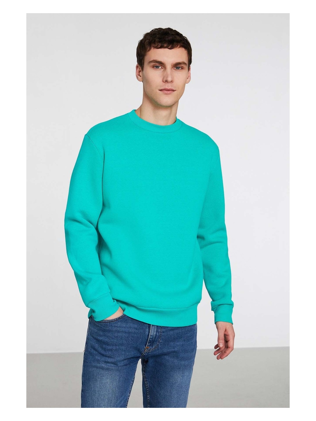 Grimelange Travıs Erkek Organik Kumaşlı Yumuşacık Regular Fit Yuvarlak Yakalı Lacivert Sweatshirt - Görsel 3