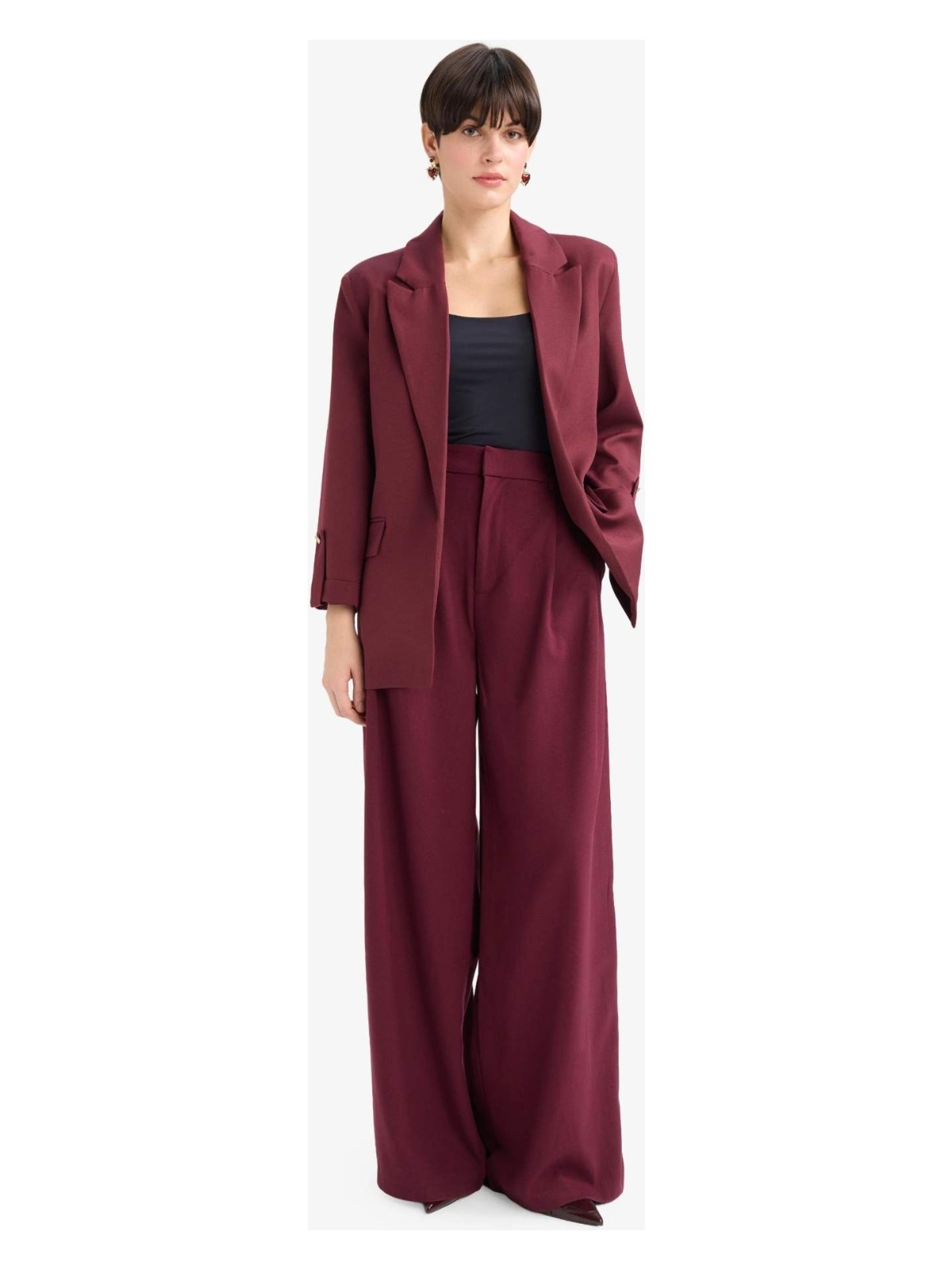 DeFacto Wide Leg Çift Cepli Yüksek Bel Uzun Boy Pantolon F8213AX25AU