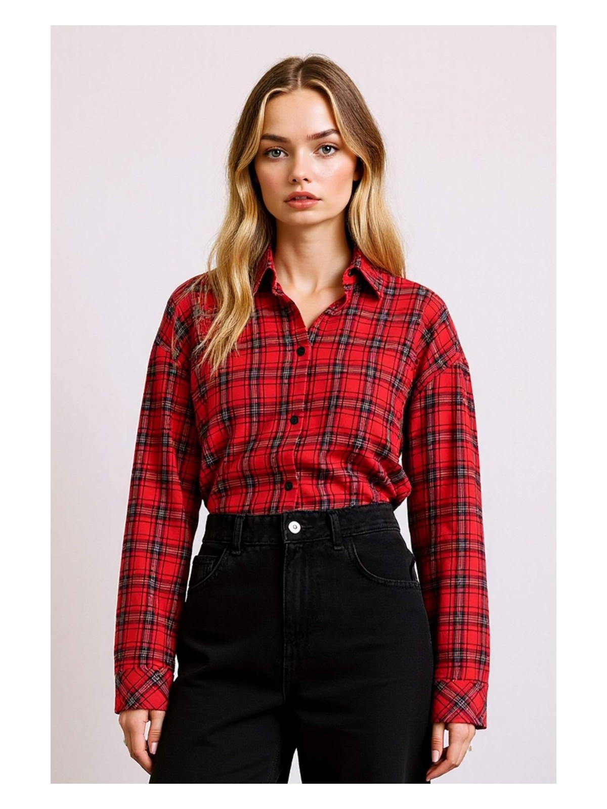 DeFacto %100 Pamuk Overshirt Fit Kareli Gömlek G0293AX25AU