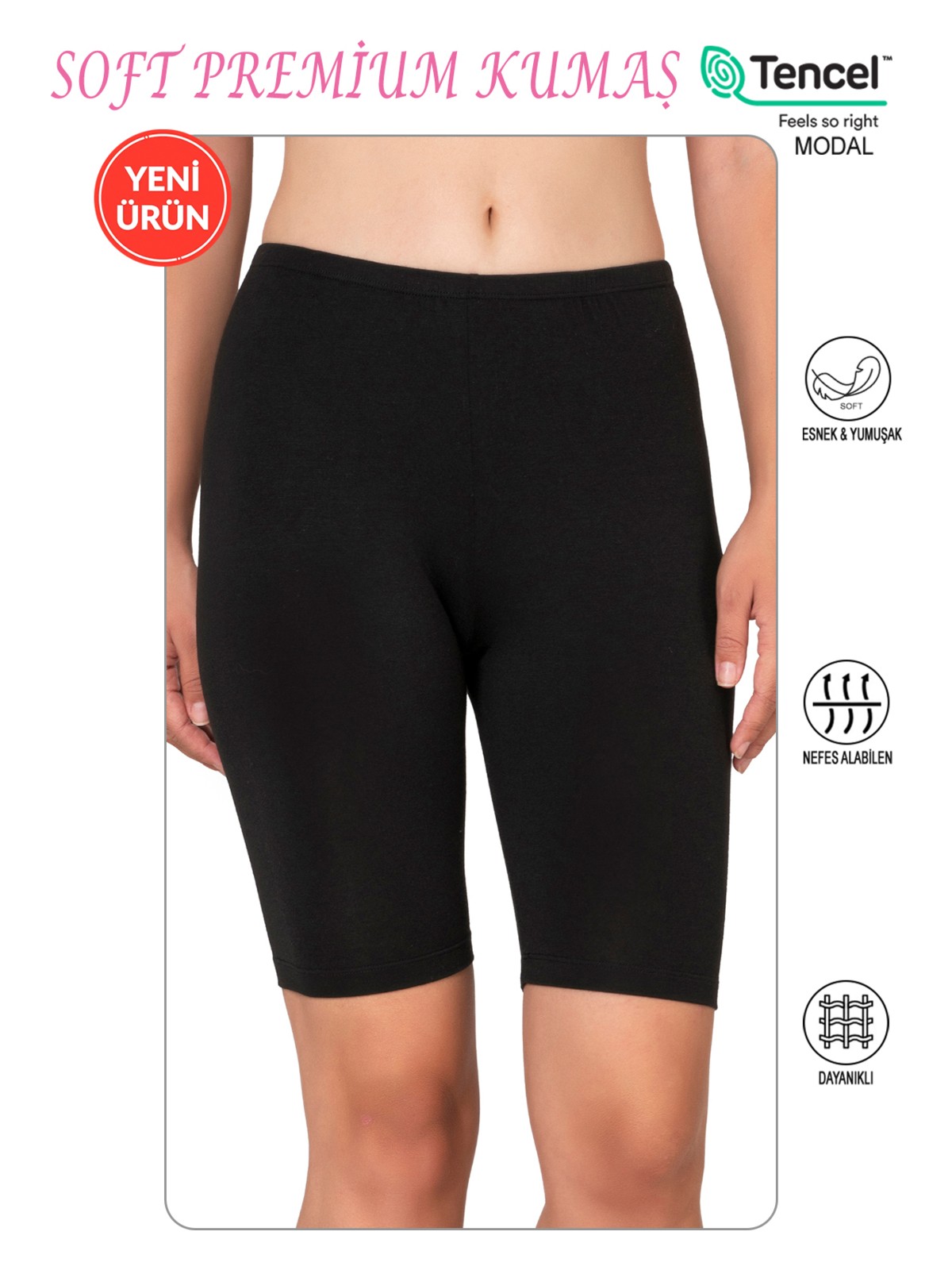 Özkan Underwear Özkan 27780 Kadın Premium Kumaş Modal Pamuklu Esnek Rahat Diz Üstü Toparlayıcı Yüksek Bel Kısa Tayt