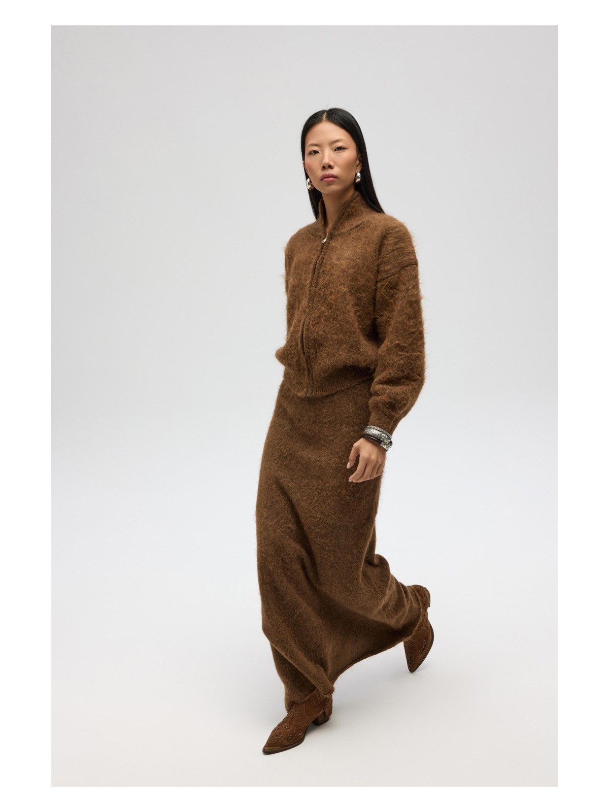 Mai Nivra Gri Uzun Triko Etek - Görsel 3