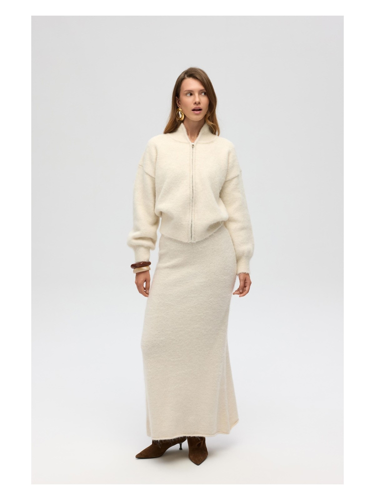 Mai Nivra Gri Uzun Triko Etek - Görsel 4