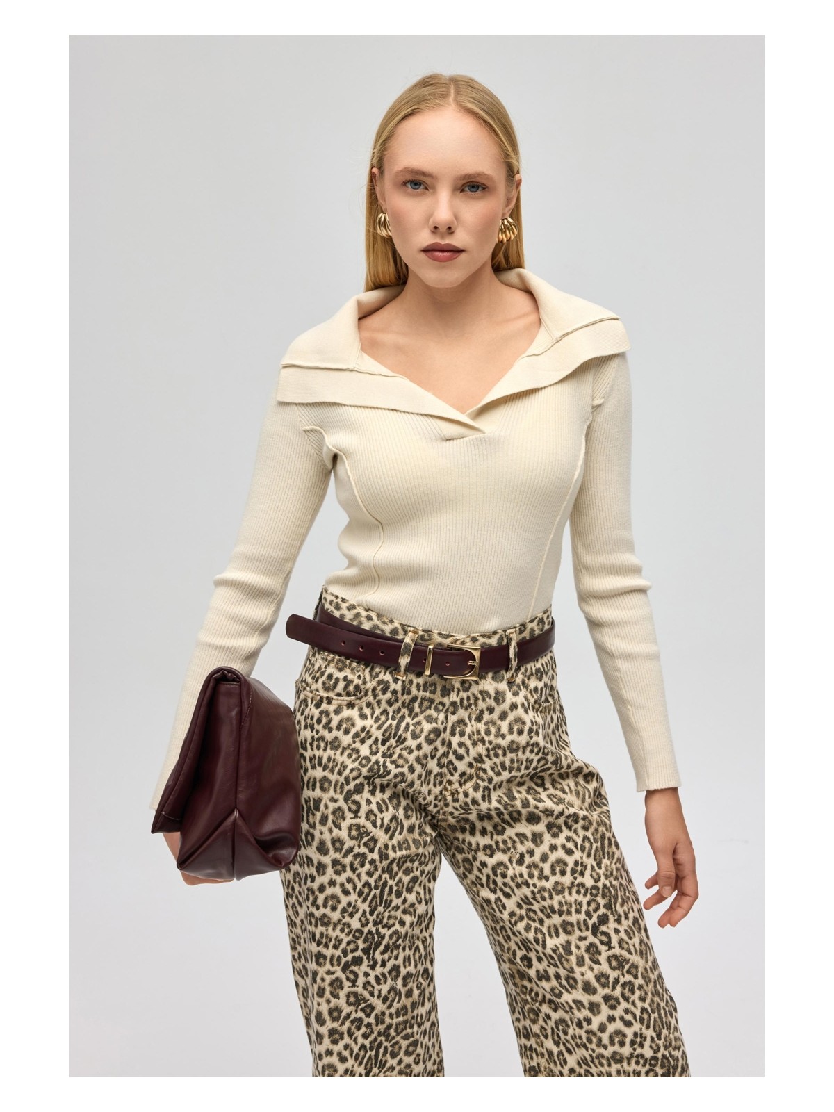 Mai Inari Polo Yaka Bej Triko Kazak