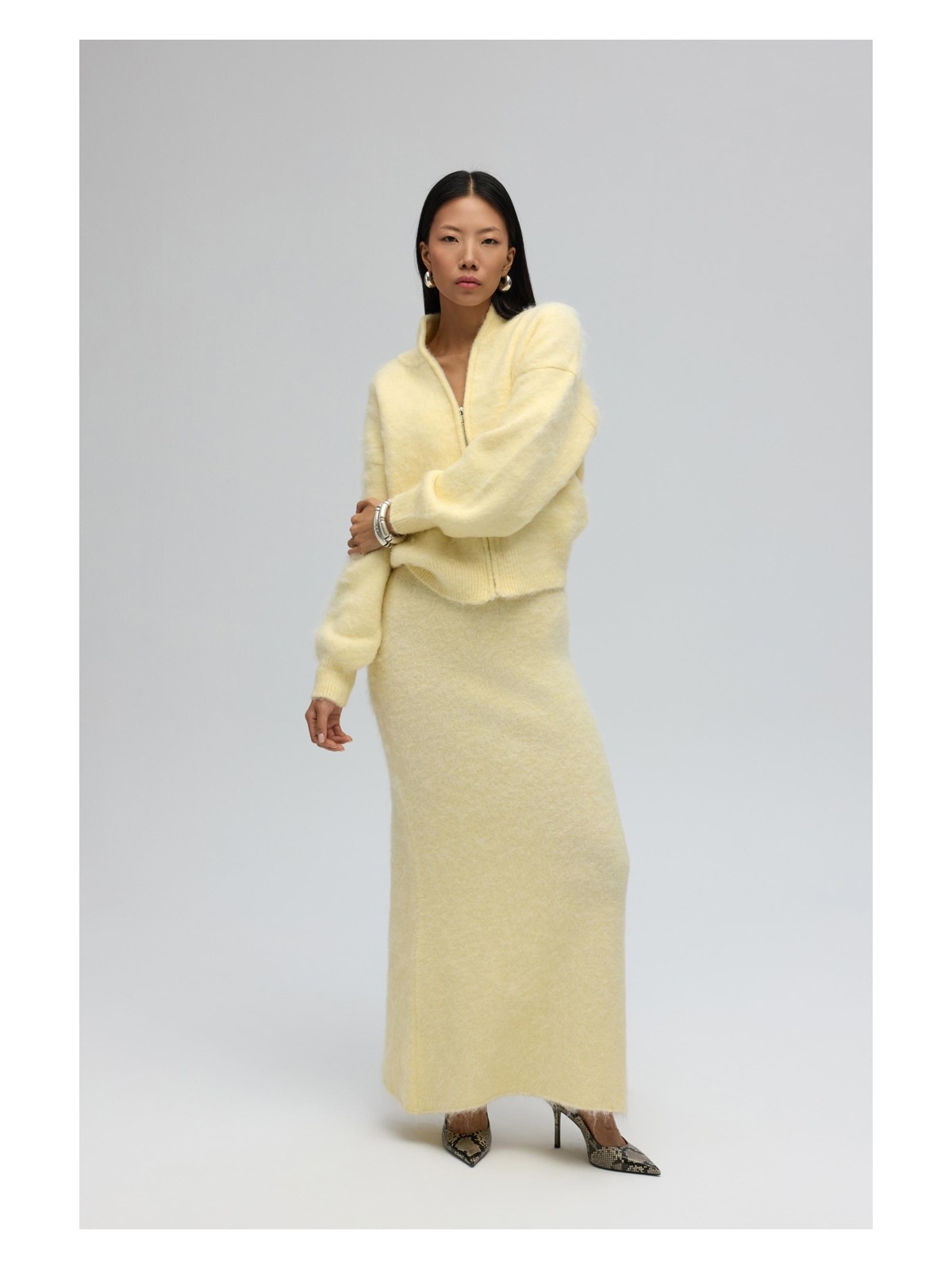 Mai Nivra Gri Uzun Triko Etek - Görsel 7