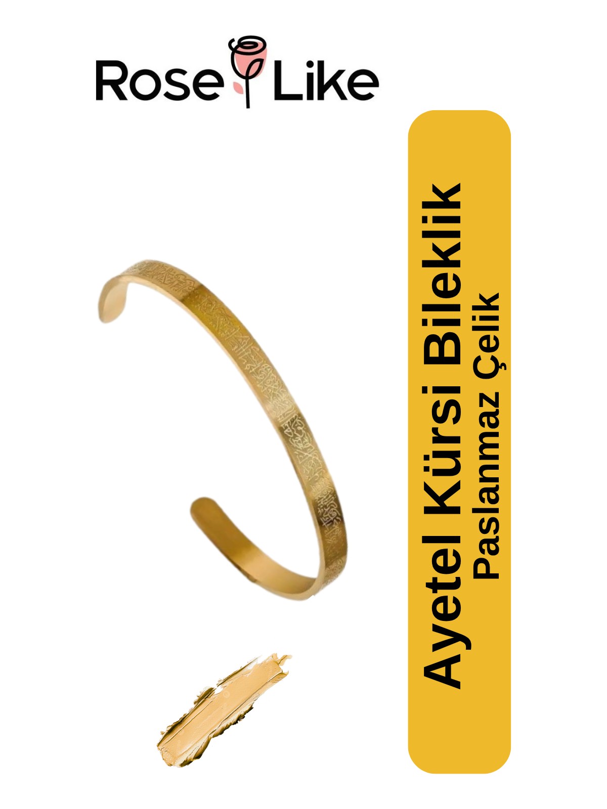 RoseLike Ayetel Kürsi Çelik Bileklik - Gümüş Gri - Görsel 4