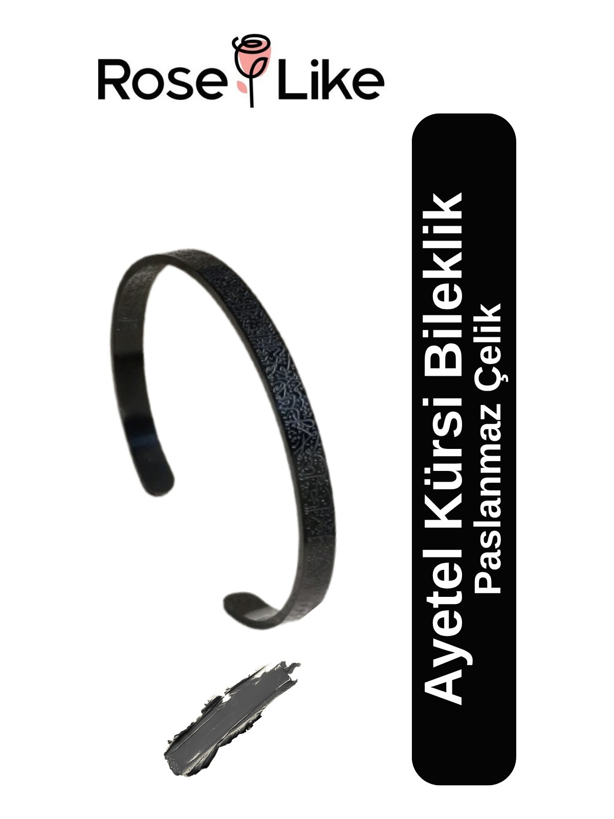 RoseLike Ayetel Kürsi Çelik Bileklik - Gümüş Gri - Görsel 5