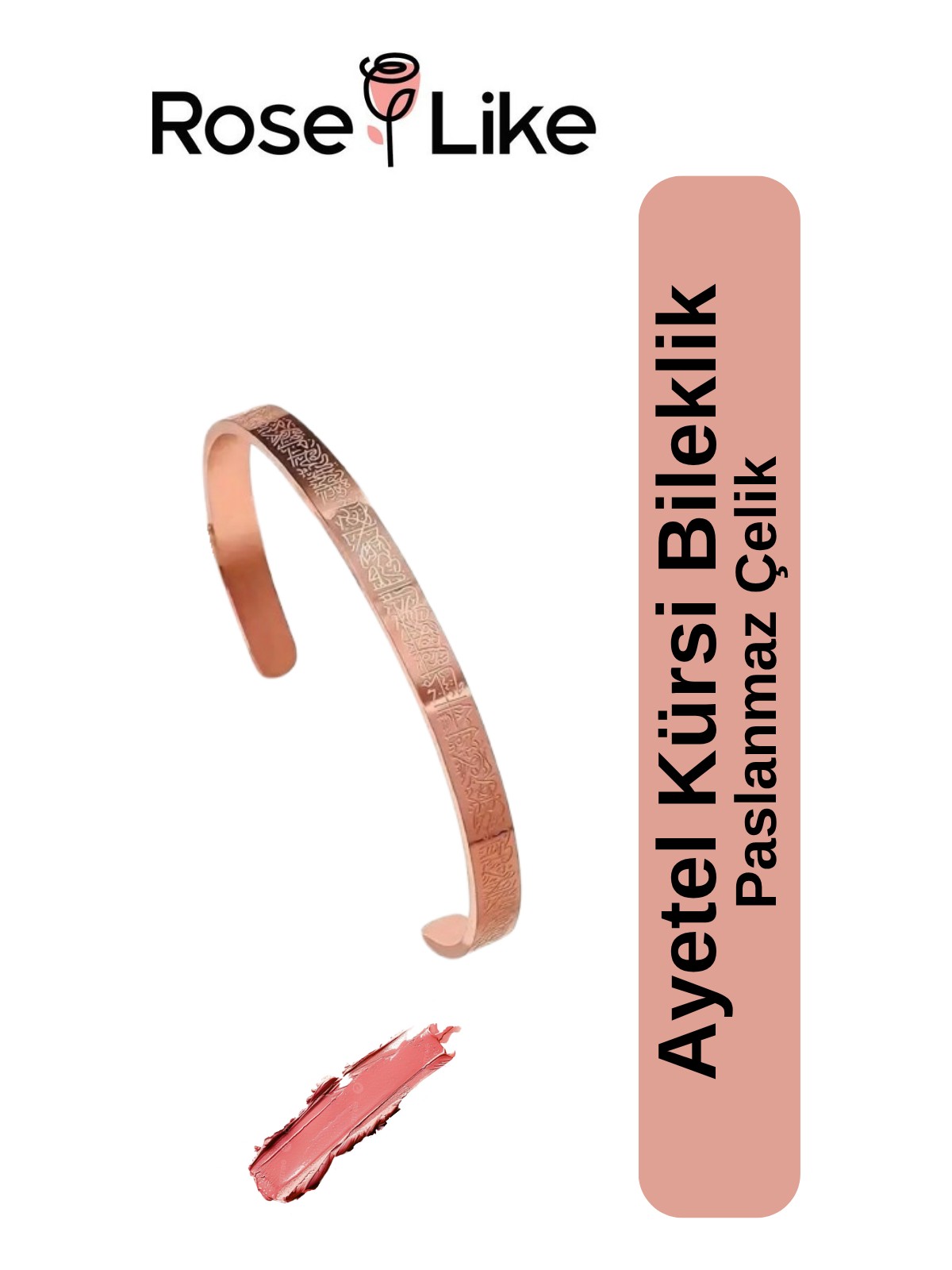 RoseLike Ayetel Kürsi Çelik Bileklik - Gümüş Gri - Görsel 6