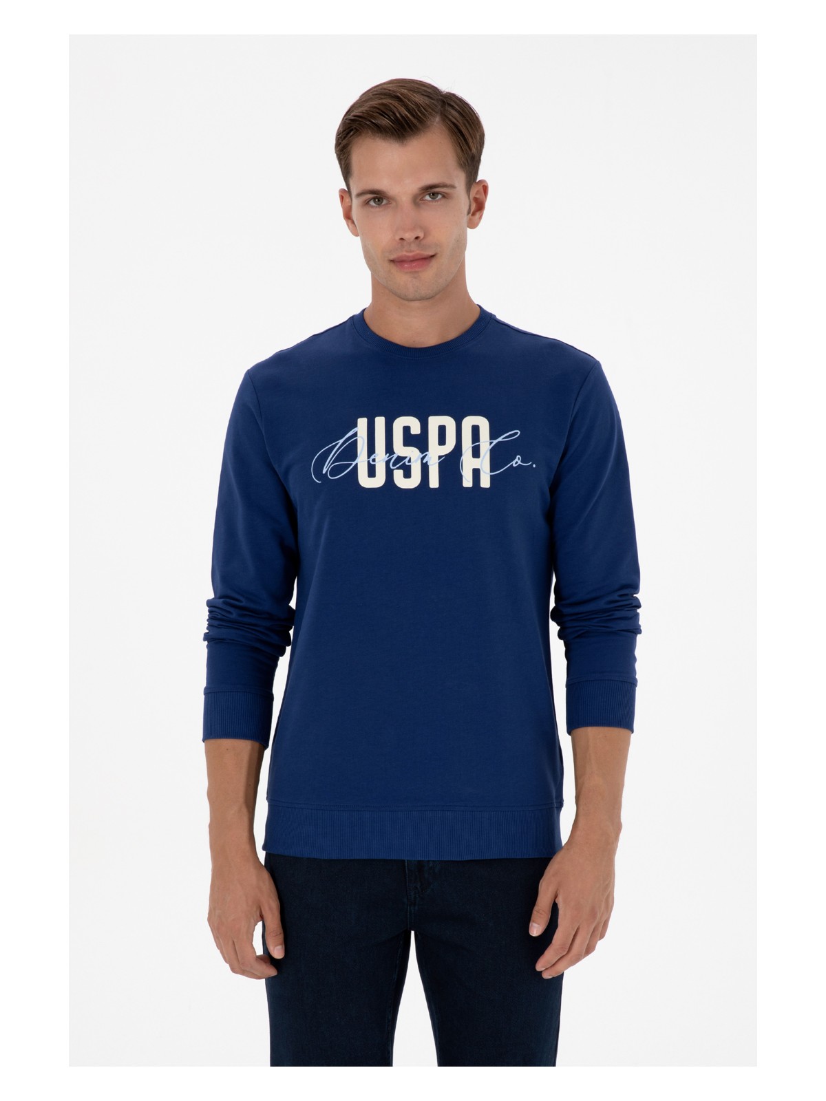 U.S. Polo Assn. Erkek Regular Fit Bisiklet Yaka İndigo İnce Sweatshirt 50315570-VR028