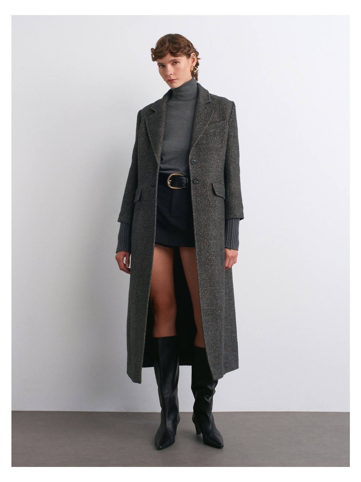 Dilvin 65478 Triko Kol Detaylı Kaban-Antrasit