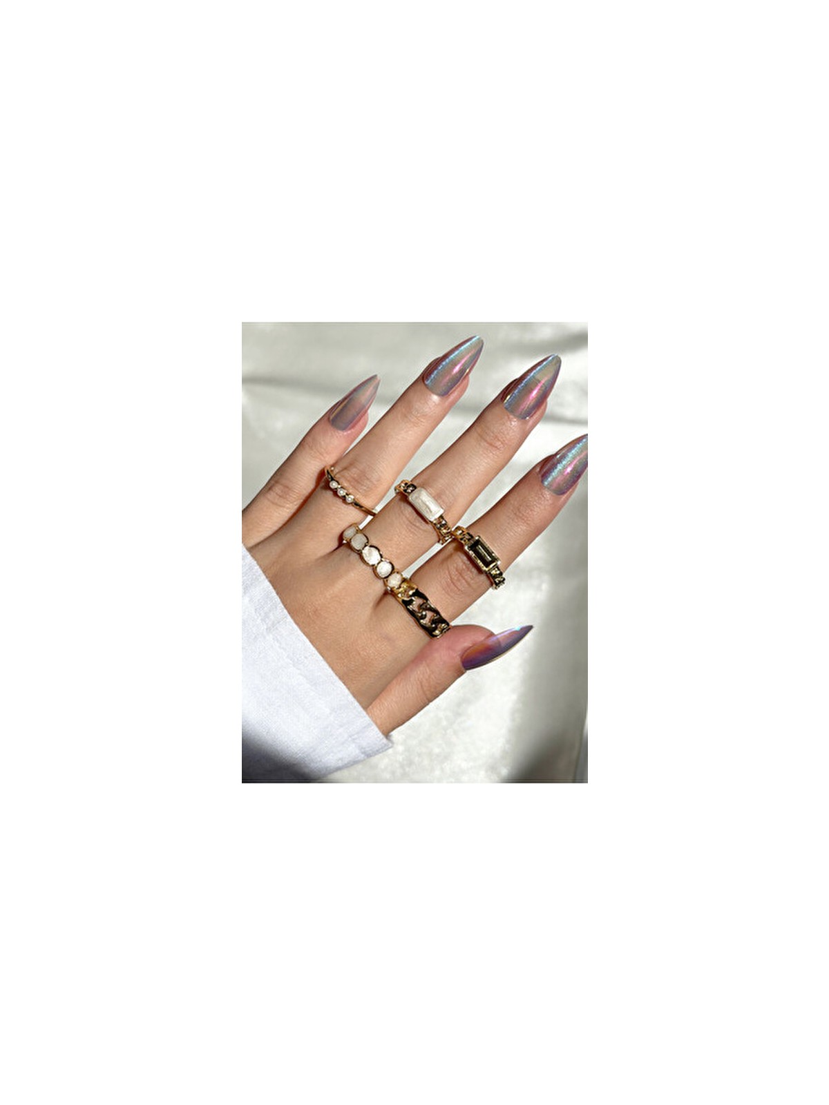 Kadın Gold Renk 5 Li Tasarım Yüzük Seti