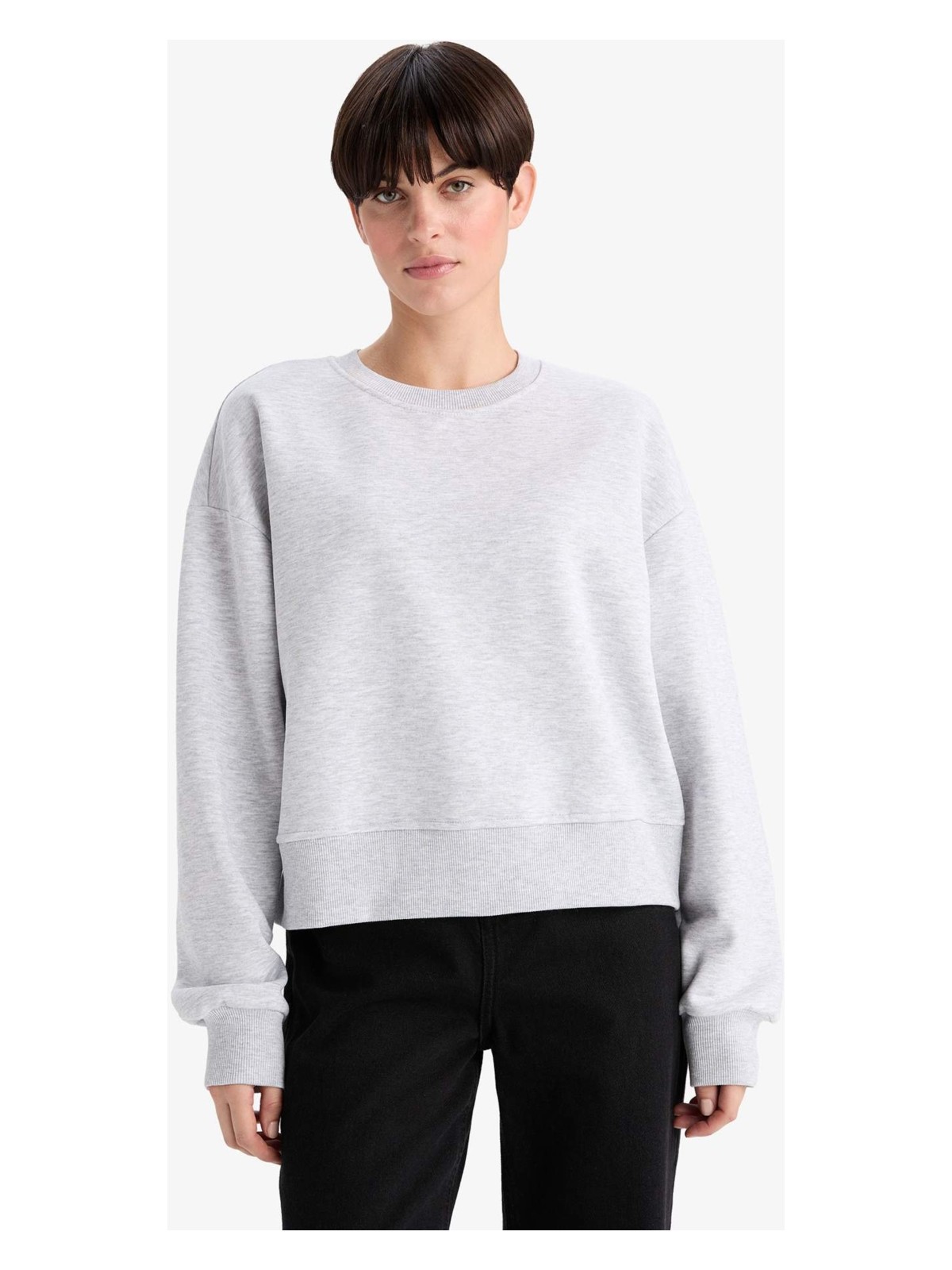 DeFacto Boxy Fit Bisiklet Yaka Basic Düz Sweatshirt B8568AX25AU